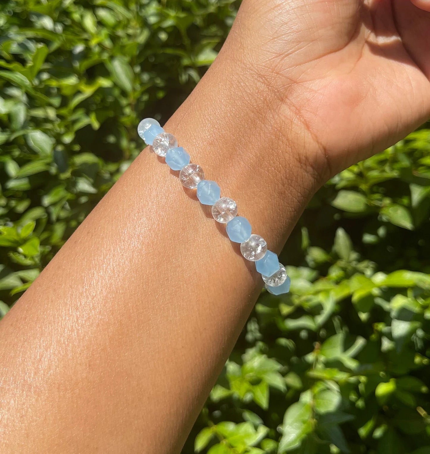 Aquamarine and Cracked Quartz Bracelet