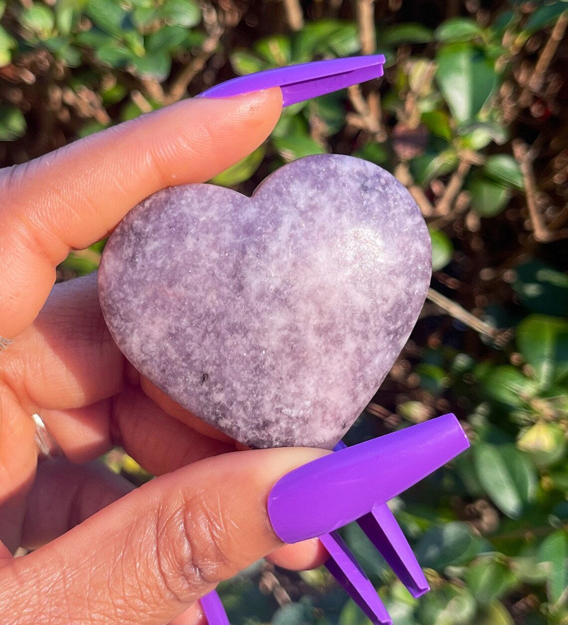 Lepidolite Heart Carving