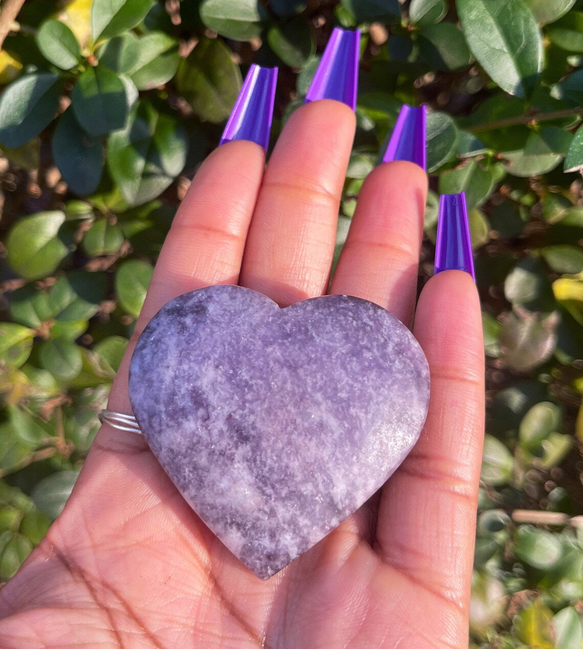 Lepidolite Heart Carving