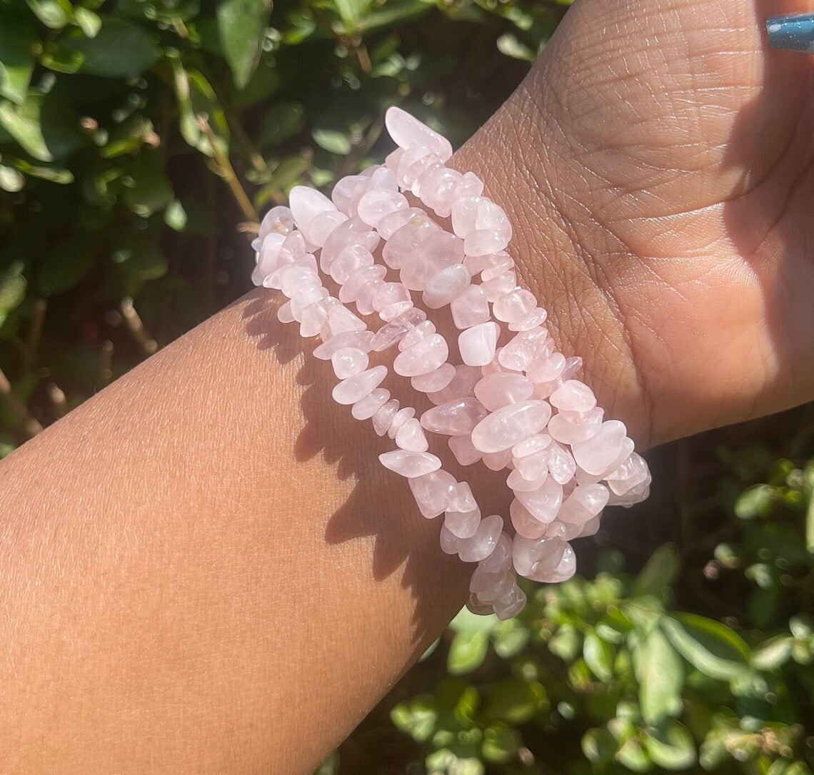 Rose Quartz Chip Bracelet