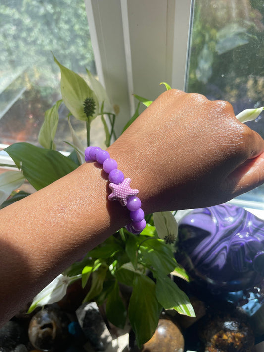 Phosphosiderite Bracelet | Purple Beaded Bracelet | Purple Healing Bracelet | Starfish Bracelet | Crystal jewellery