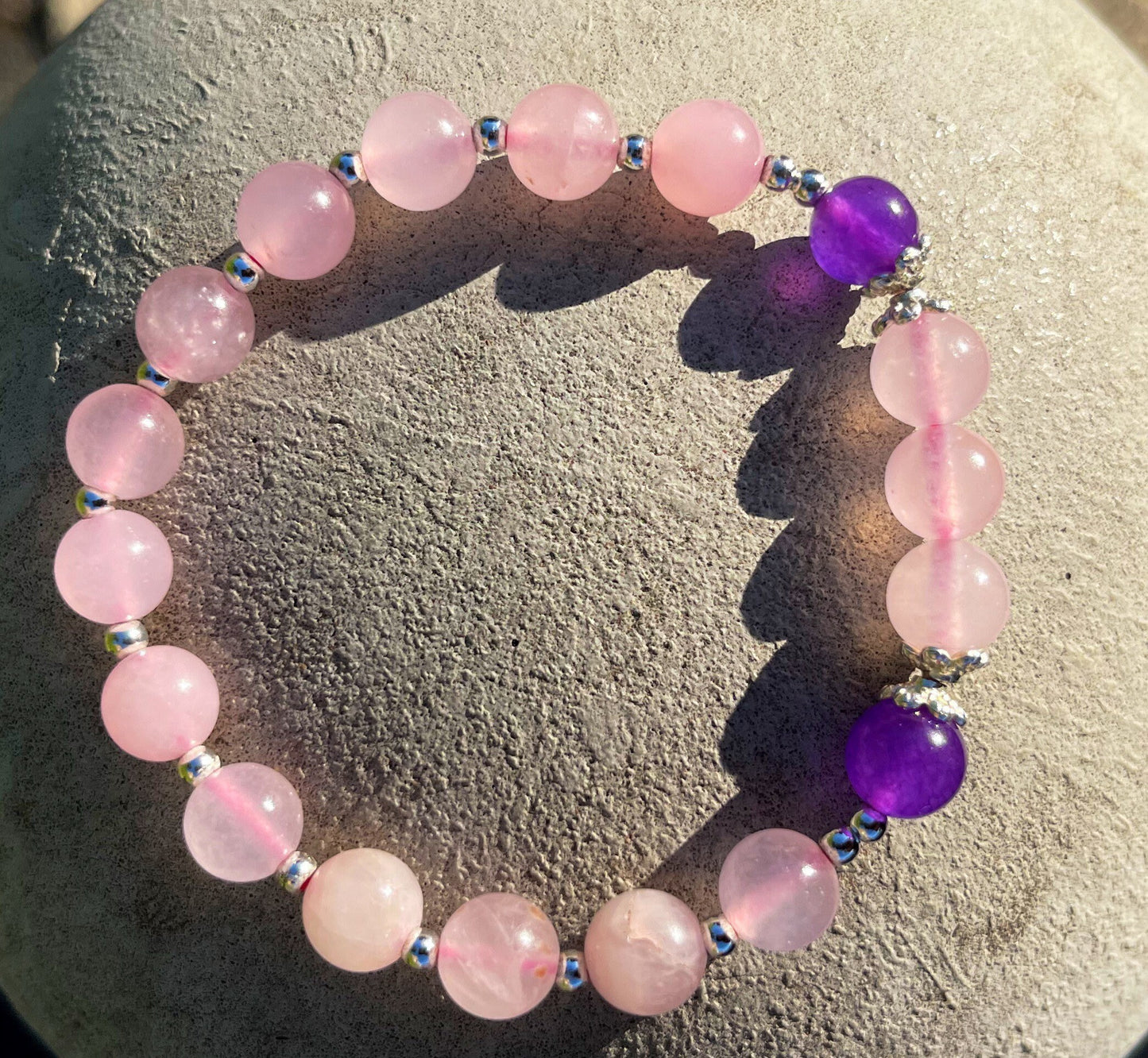 Self-Love Bracelet, Rose Quartz Amethyst Bracelet, Crystal Bracelet, Friendship Gift Bracelet, Healing Crystals, Gift for her, Birthday Gift