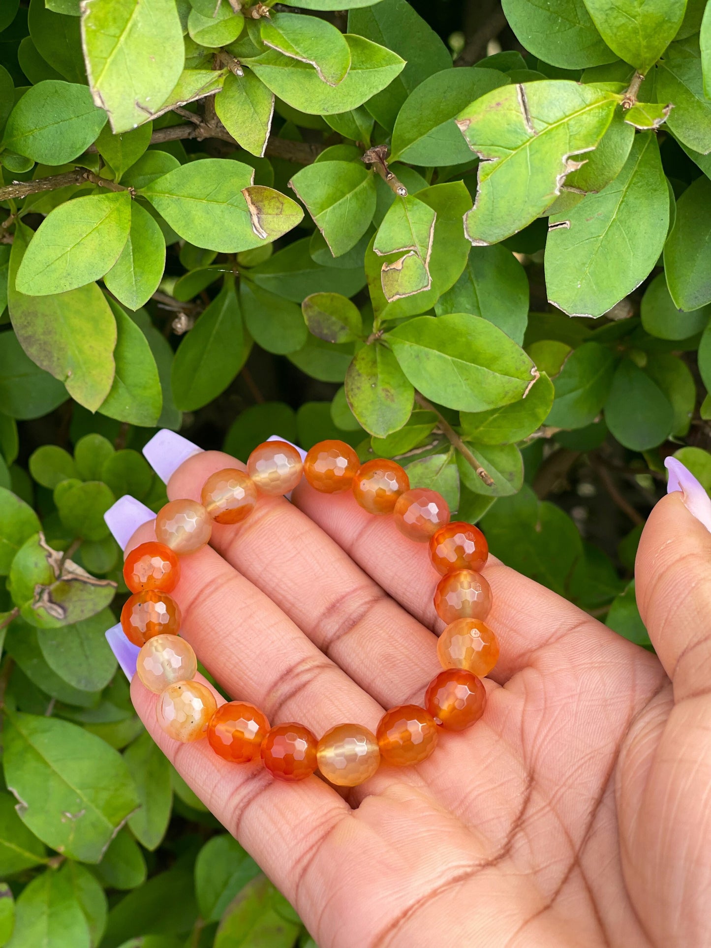 Multi-Faceted Orange Agate Bracelet, 10mm Crystal Bracelet, Healing Crystals, Womens Bracelet, Birthday Gift, Mens Bracelet, Gift for her