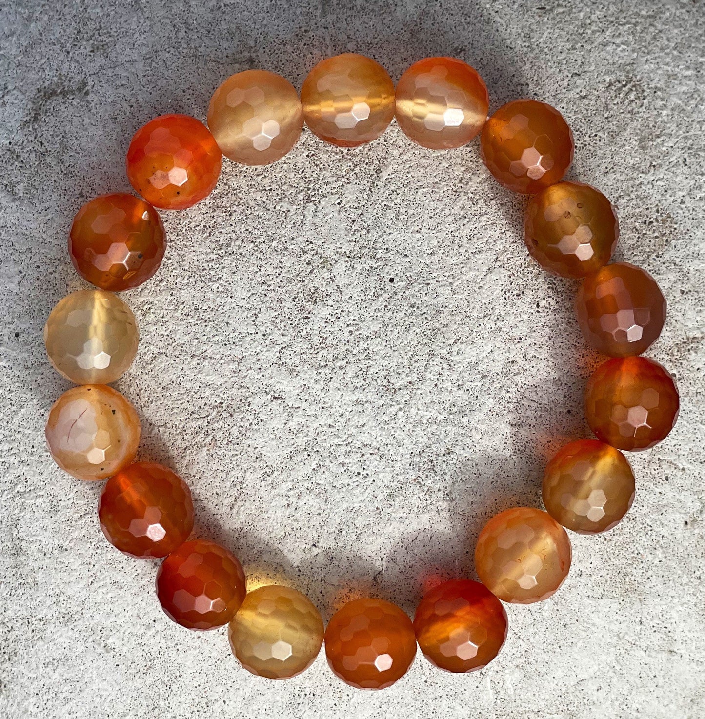 Multi-Faceted Orange Agate Bracelet, 10mm Crystal Bracelet, Healing Crystals, Womens Bracelet, Birthday Gift, Mens Bracelet, Gift for her