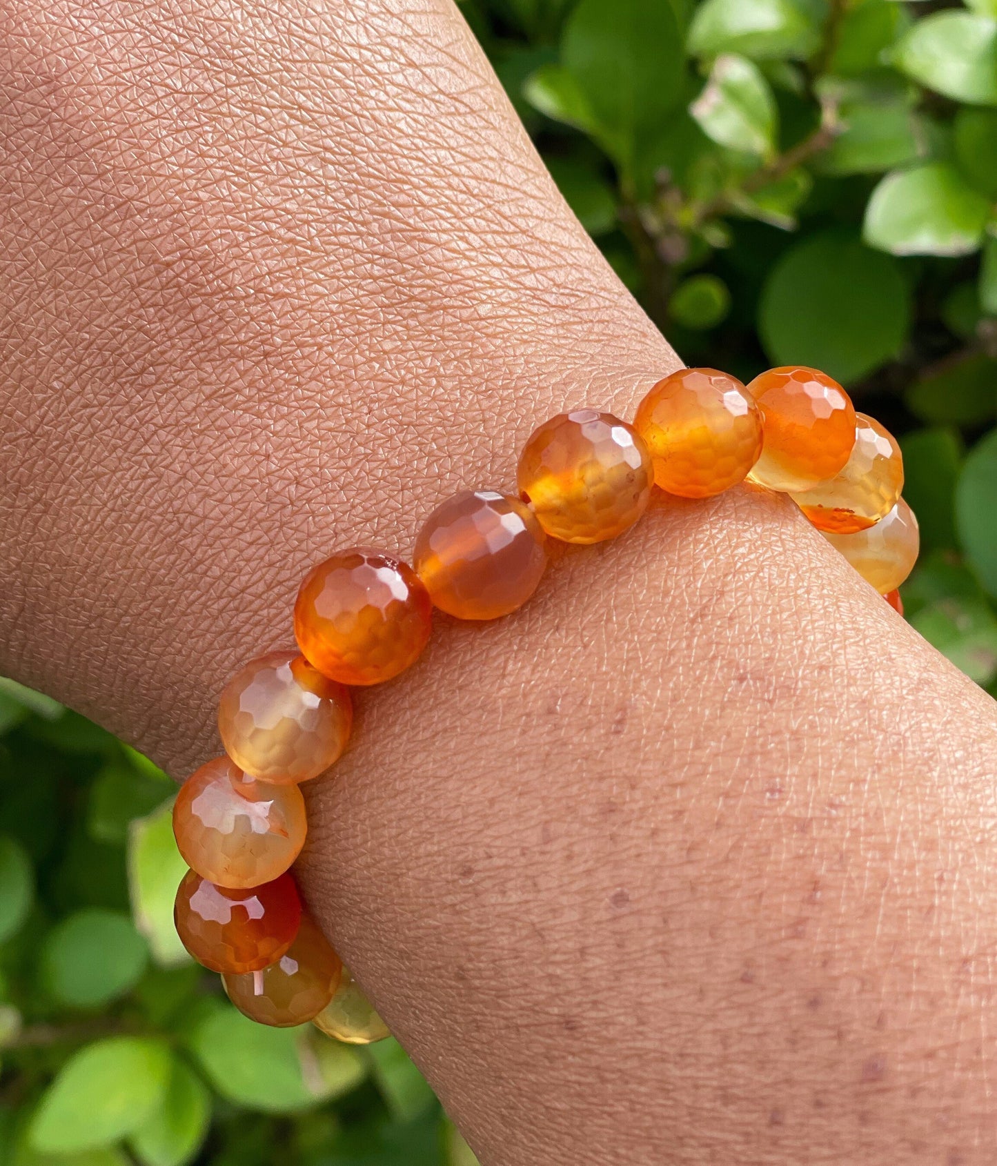 Multi-Faceted Orange Agate Bracelet, 10mm Crystal Bracelet, Healing Crystals, Womens Bracelet, Birthday Gift, Mens Bracelet, Gift for her