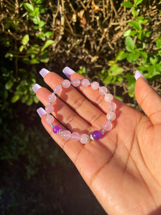 Self-Love Bracelet, Rose Quartz Amethyst Bracelet, Crystal Bracelet, Friendship Gift Bracelet, Healing Crystals, Gift for her, Birthday Gift