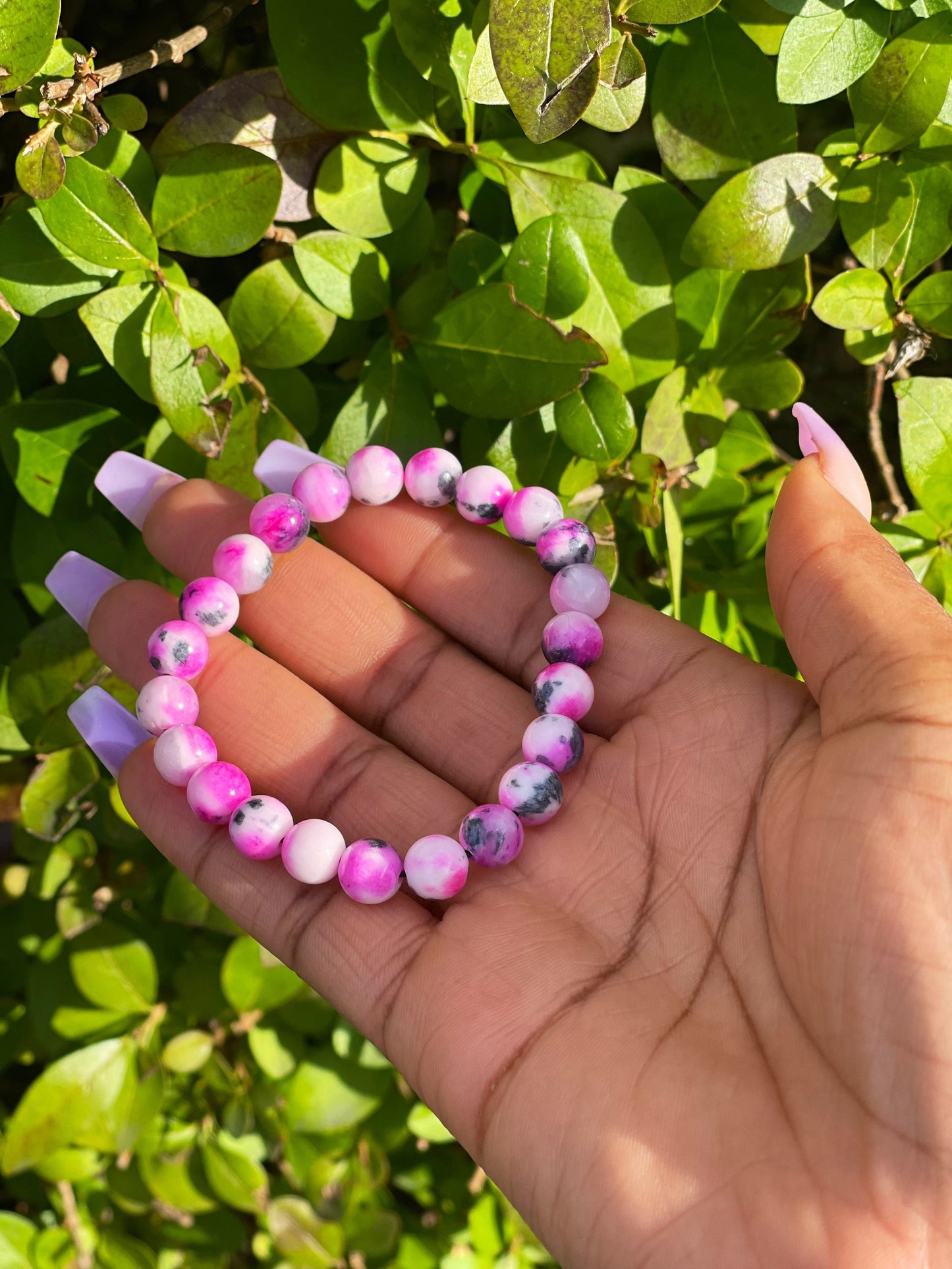 Persian Hot Pink Jade Bracelet, Healing Crystals, Crystal Jewelry, Bracelet For Girls, Chakra Friendship Bracelet, Birthday Gift, Gemstones