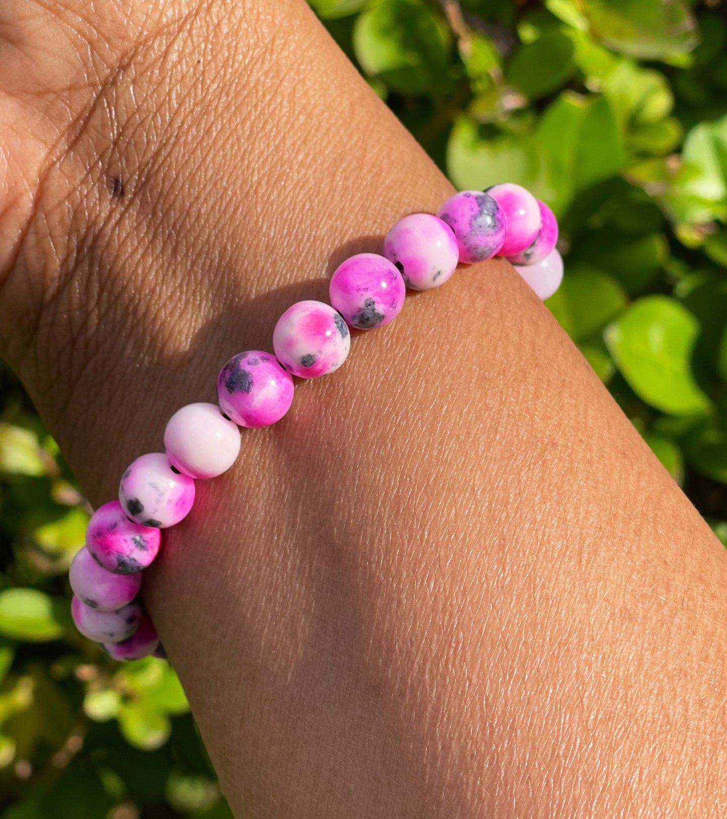 Persian Hot Pink Jade Bracelet, Healing Crystals, Crystal Jewelry, Bracelet For Girls, Chakra Friendship Bracelet, Birthday Gift, Gemstones