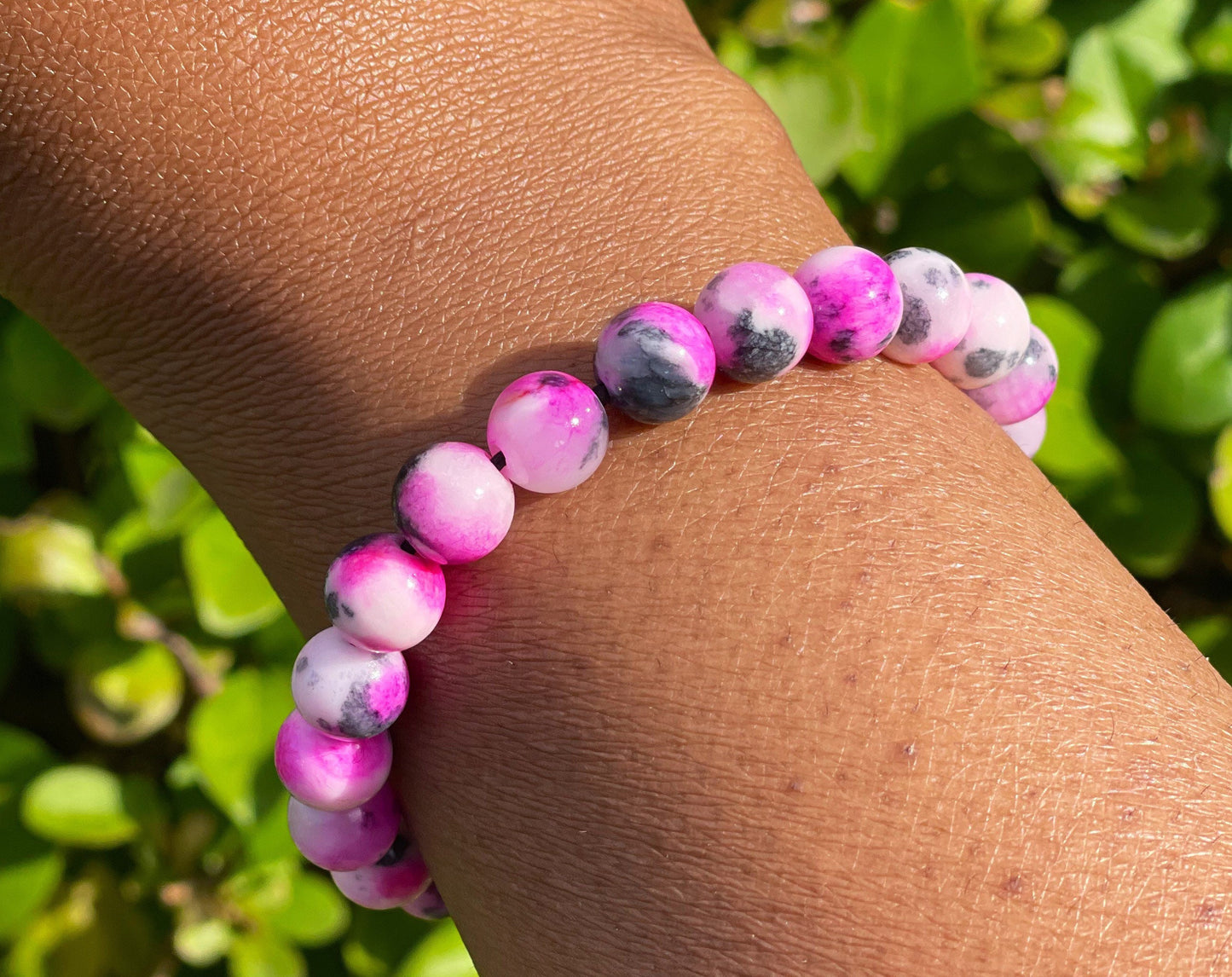 Persian Hot Pink Jade Bracelet, Healing Crystals, Crystal Jewelry, Bracelet For Girls, Chakra Friendship Bracelet, Birthday Gift, Gemstones