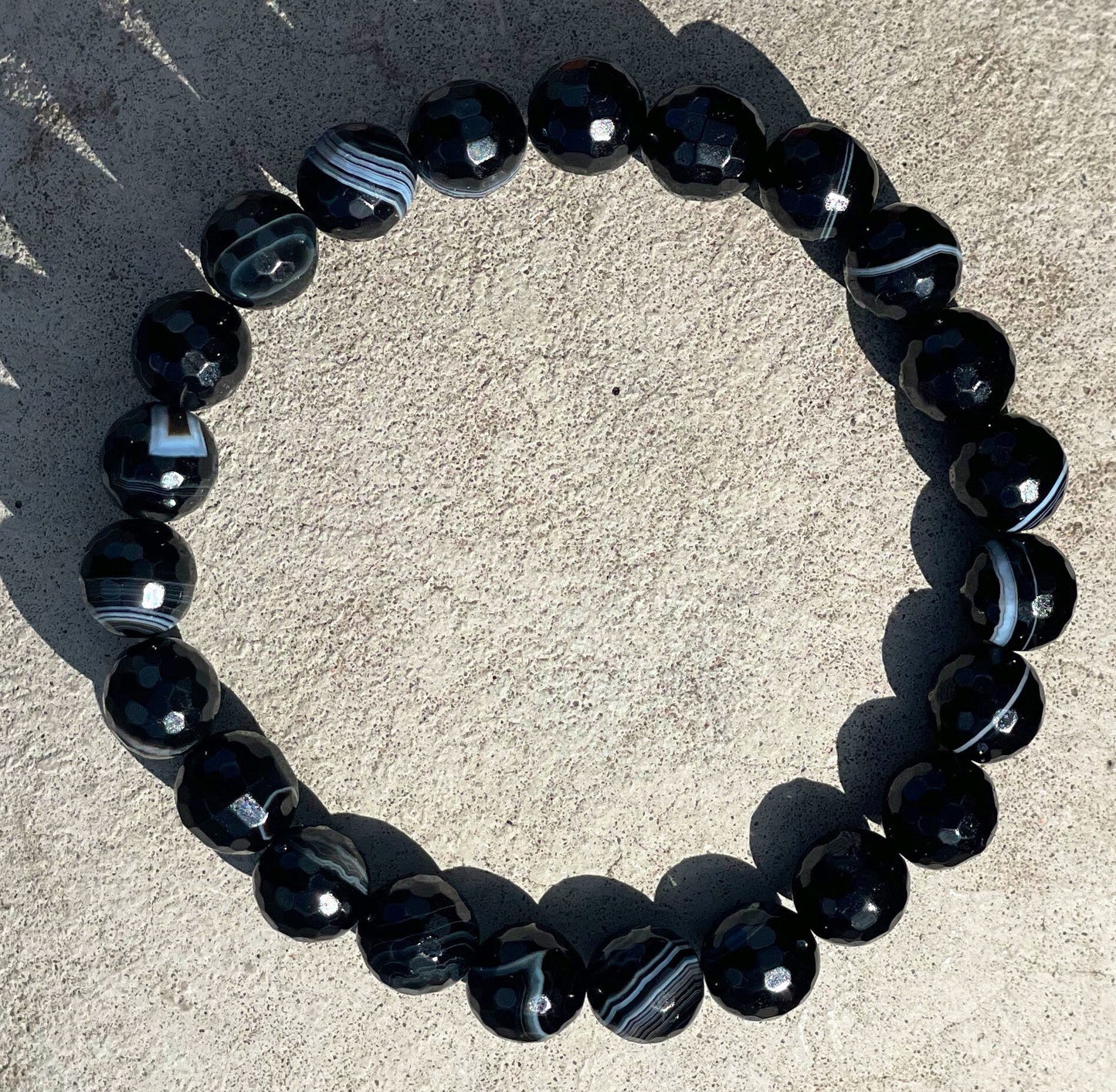 Faceted Black Agate Bracelet