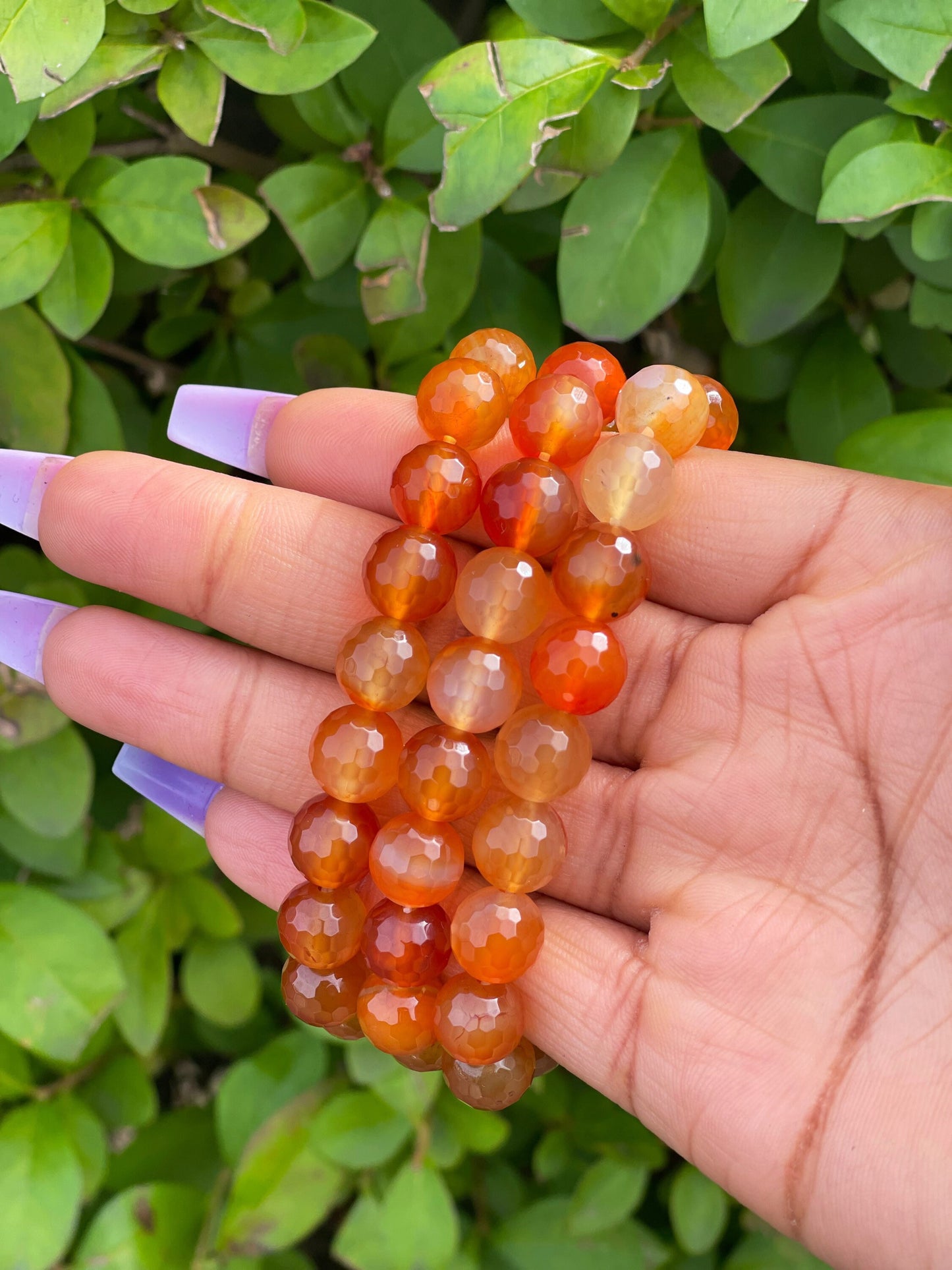 Multi-Faceted Orange Agate Bracelet, 10mm Crystal Bracelet, Healing Crystals, Womens Bracelet, Birthday Gift, Mens Bracelet, Gift for her