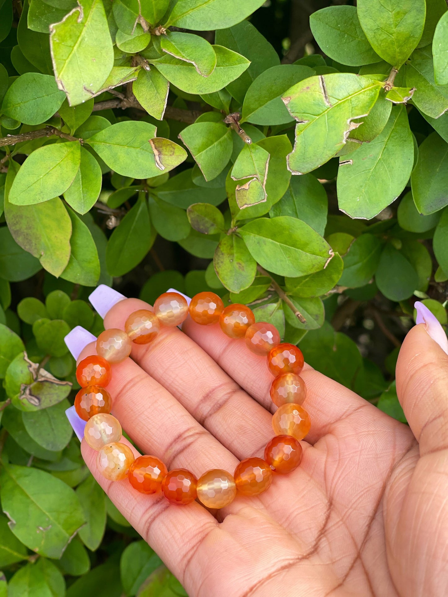 Multi-Faceted Orange Agate Bracelet, 10mm Crystal Bracelet, Healing Crystals, Womens Bracelet, Birthday Gift, Mens Bracelet, Gift for her