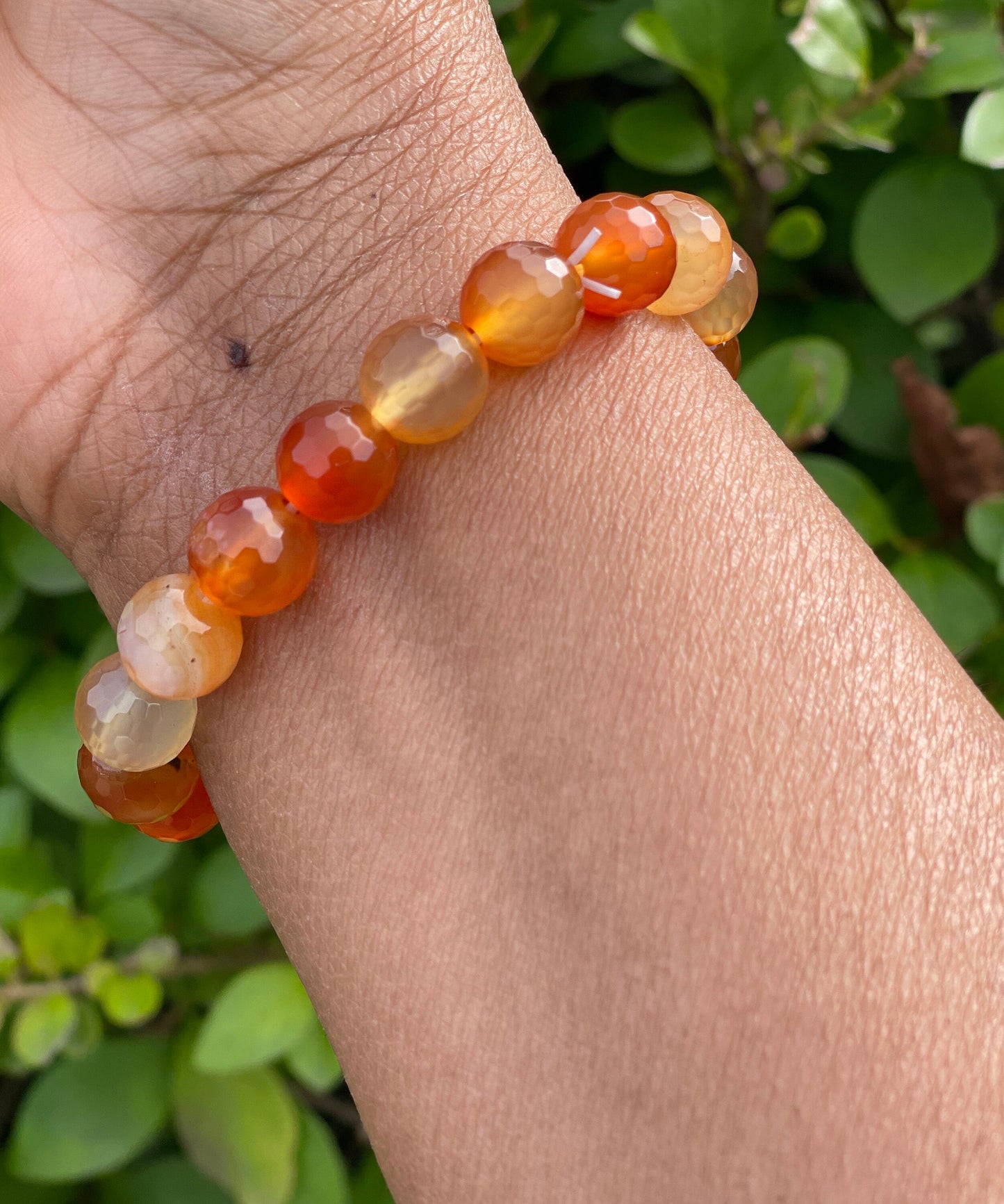 Multi-Faceted Orange Agate Bracelet, 10mm Crystal Bracelet, Healing Crystals, Womens Bracelet, Birthday Gift, Mens Bracelet, Gift for her