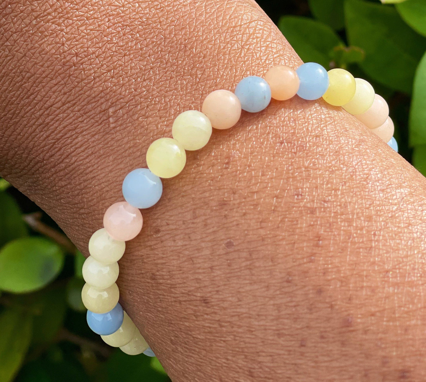 Jade Morganite Bracelet, Healing Crystal Bracelet, Birthday Gift, Friendship Bracelet, 6mm Chakra Bracelet, Gemstone Bracelet, Gift for her