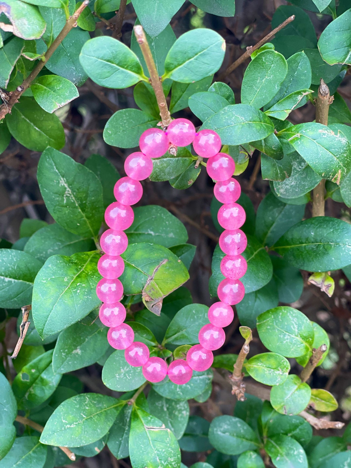 Pink Jade Bracelet, Gift for Her, Handmade Beads Bracelet, Gemstone Bracelet, Crystal Bracelet, Healing Crystals Bracelet, March Birthstone