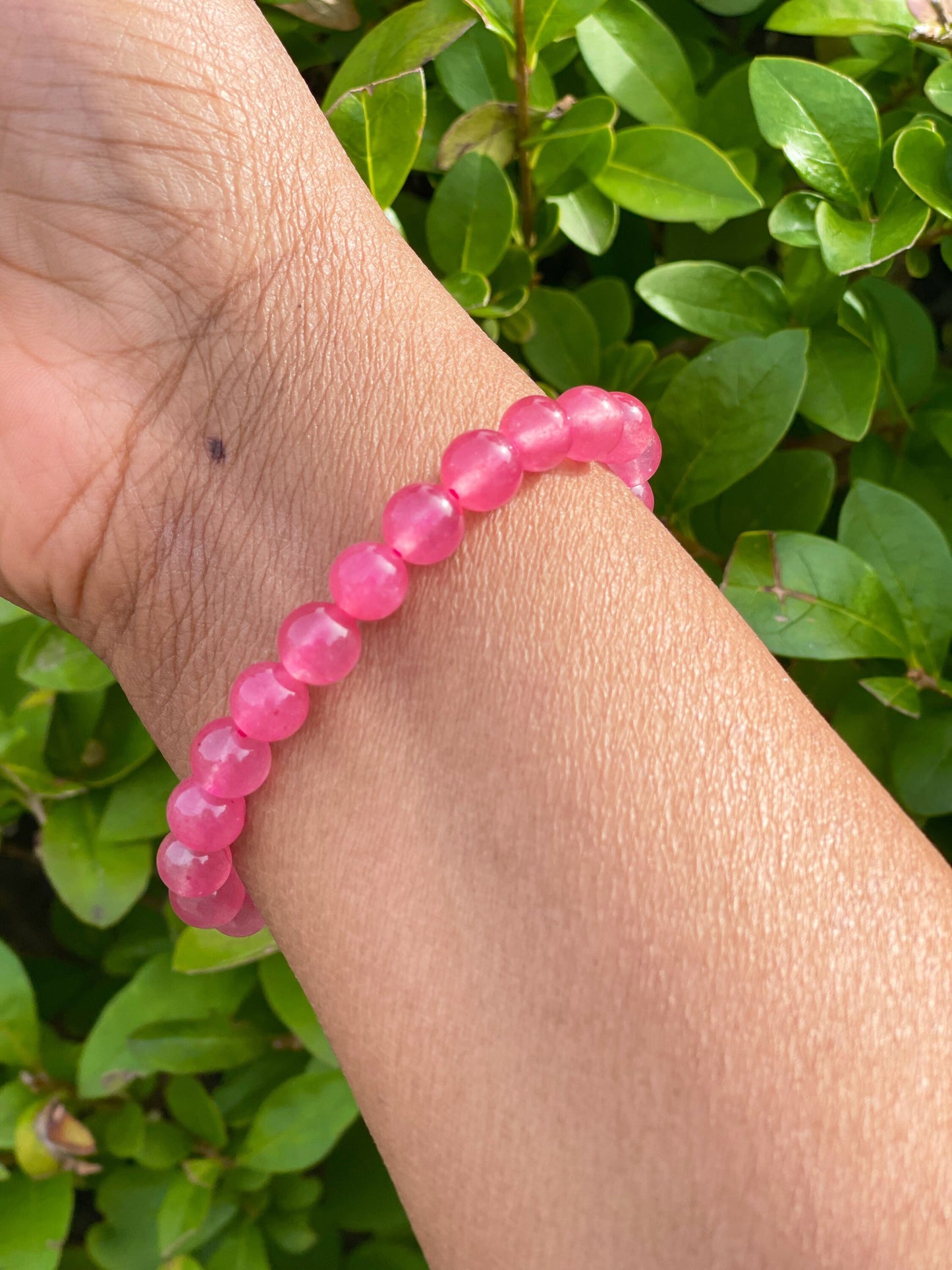 Pink Jade Bracelet, Gift for Her, Handmade Beads Bracelet, Gemstone Bracelet, Crystal Bracelet, Healing Crystals Bracelet, March Birthstone