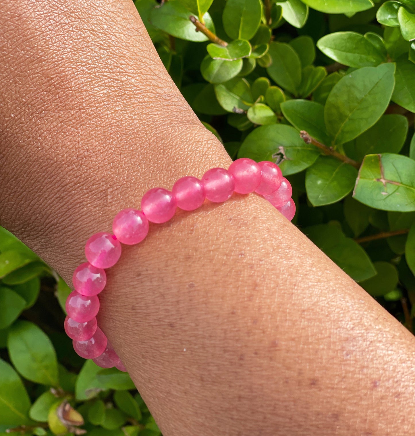 Pink Jade Bracelet, Gift for Her, Handmade Beads Bracelet, Gemstone Bracelet, Crystal Bracelet, Healing Crystals Bracelet, March Birthstone