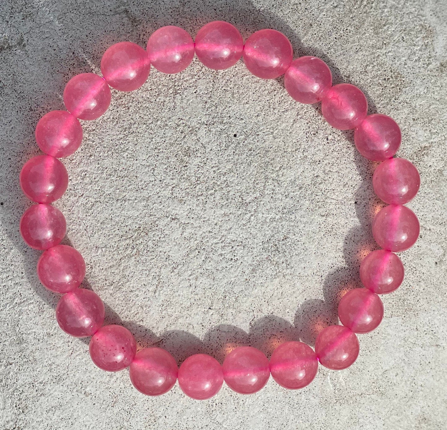 Pink Jade Bracelet, Gift for Her, Handmade Beads Bracelet, Gemstone Bracelet, Crystal Bracelet, Healing Crystals Bracelet, March Birthstone