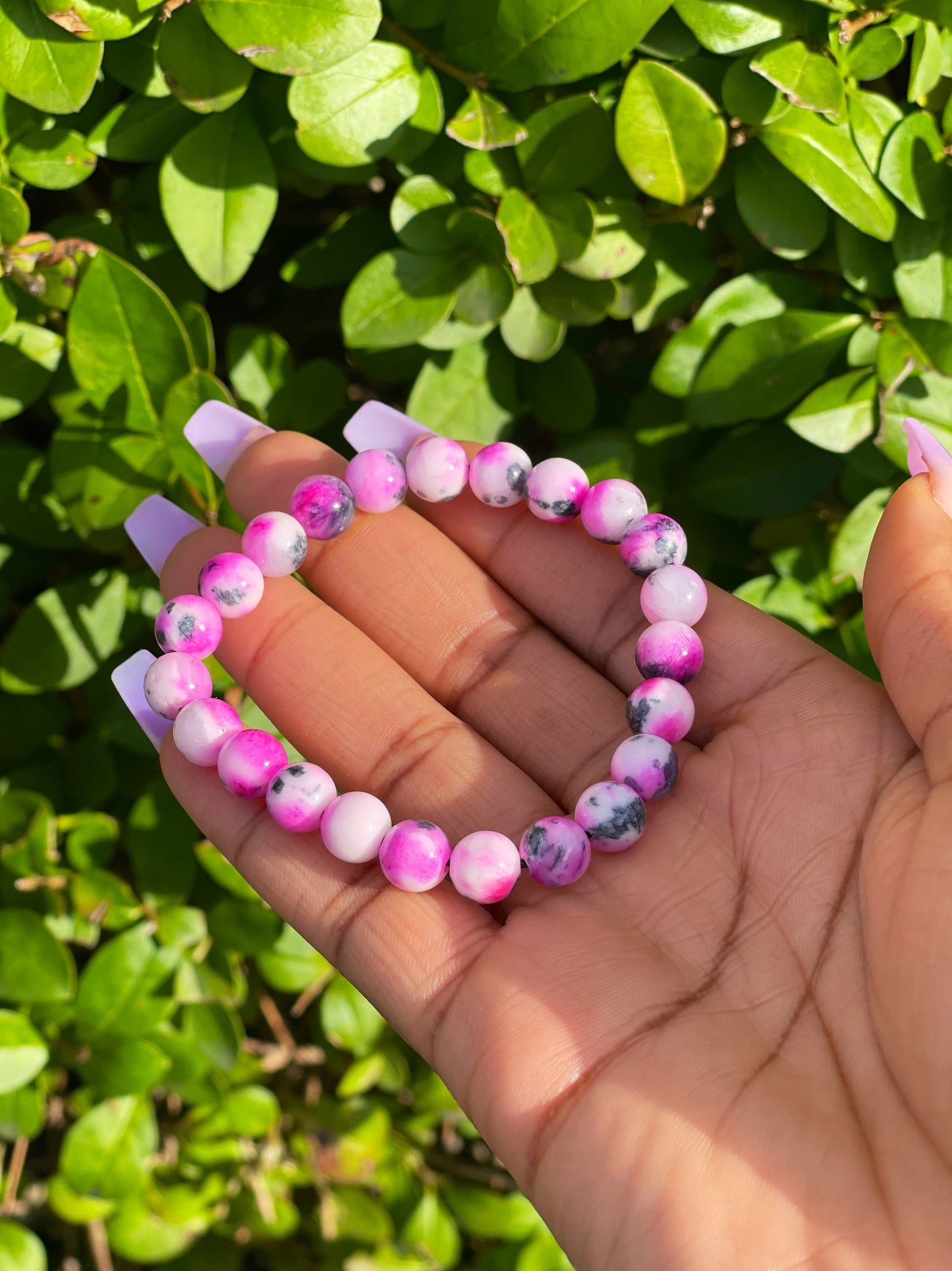 Persian Hot Pink Jade Bracelet, Healing Crystals, Crystal Jewelry, Bracelet For Girls, Chakra Friendship Bracelet, Birthday Gift, Gemstones