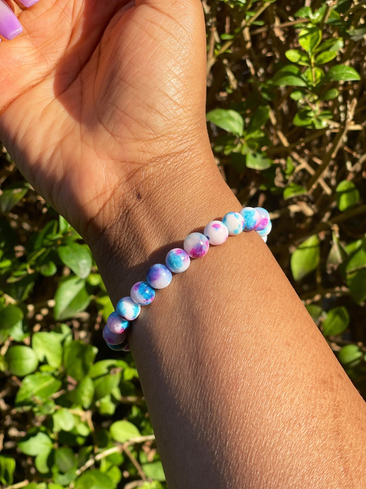 Persian Blue Pink Jade Bracelet, Healing Crystals, Best Friend Bracelet, Crystal Bracelet For Girls, Friendship Bracelet, Birthday Gift