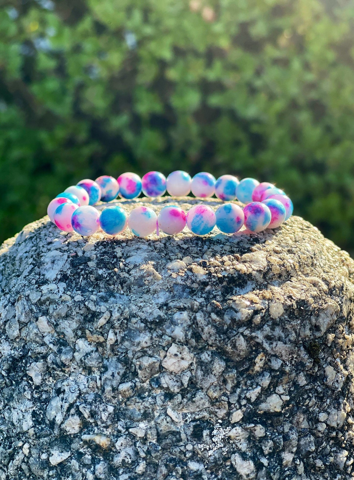 Persian Blue Pink Jade Bracelet, Healing Crystals, Best Friend Bracelet, Crystal Bracelet For Girls, Friendship Bracelet, Birthday Gift