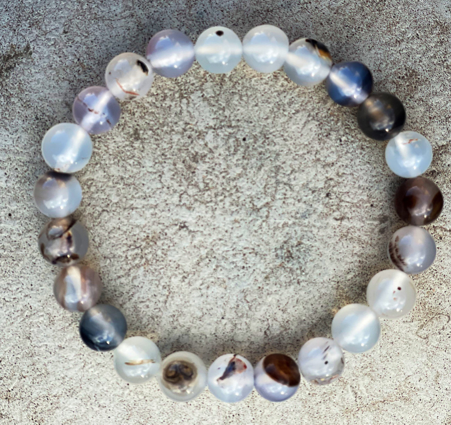 Black Flower Agate Bracelet