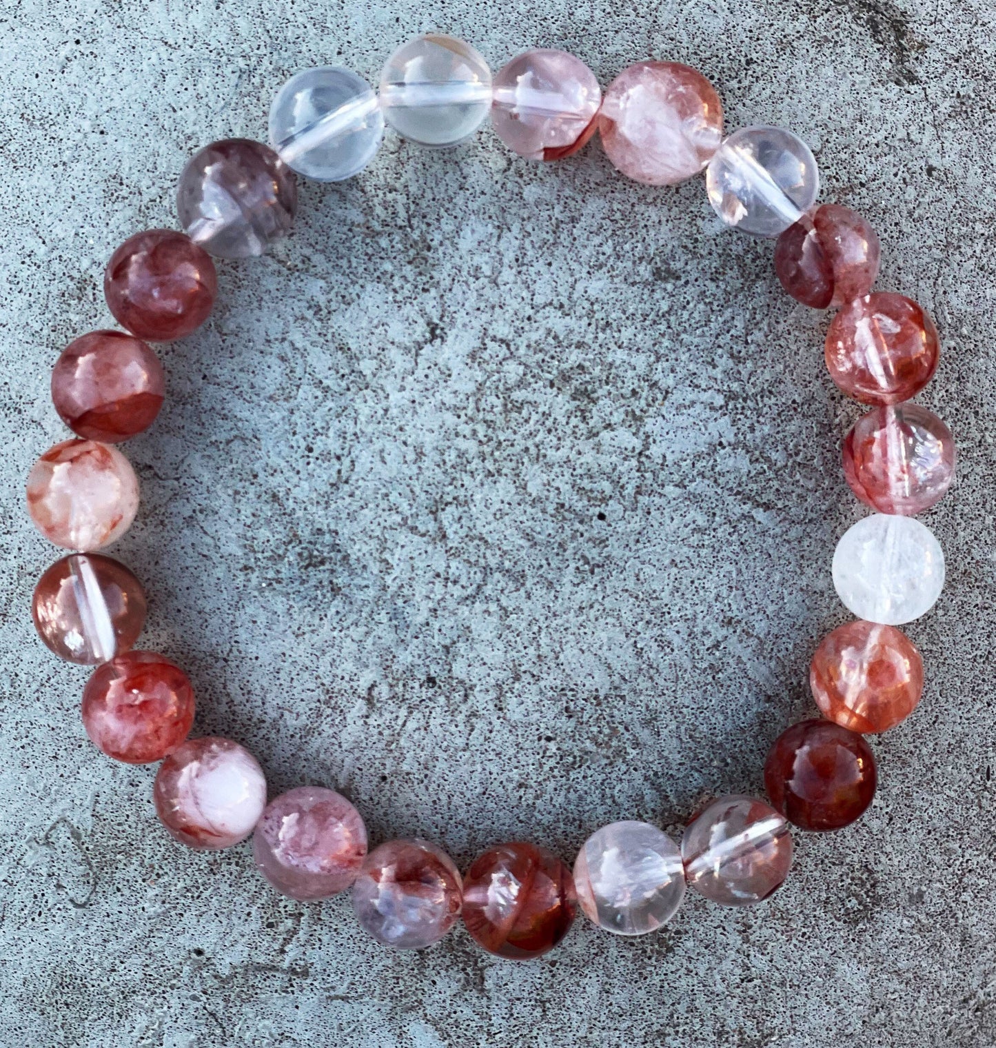 Red Hematoid Quartz Bracelet, Gemstone Bracelets, Healing Crystals, Fire Quartz, Quartz Bracelet, Crystal Jewelry, Red Chakra Bracelets