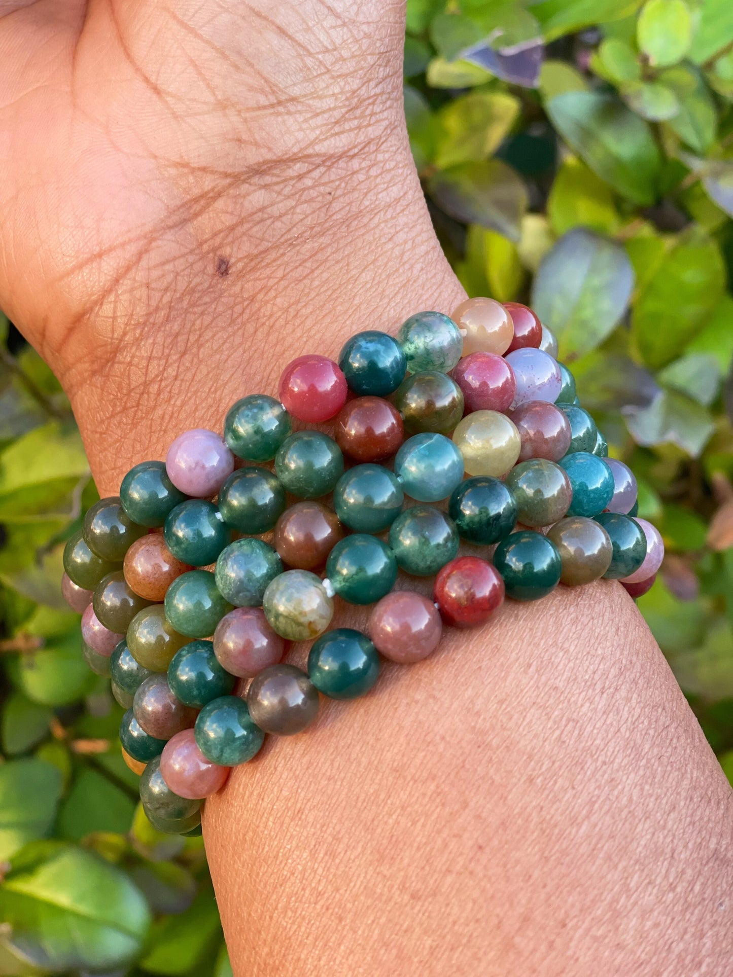 Indian Agate Bracelet, Gemstone Healing Crystal Bracelet, Women Bracelet, Men Bracelet, Chakra Healing Energy Protection, Natural Stones