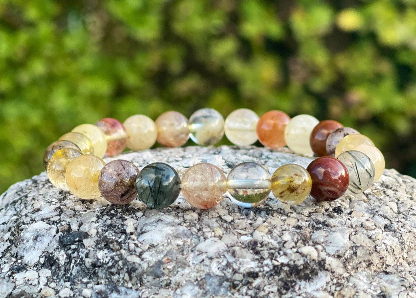 Multi-Colour Rutilated Quartz Bracelet, Healing Crystals, Gemstone Bracelet, Chakra Healing Bracelet, Golden Healer, Abundance, Wealth