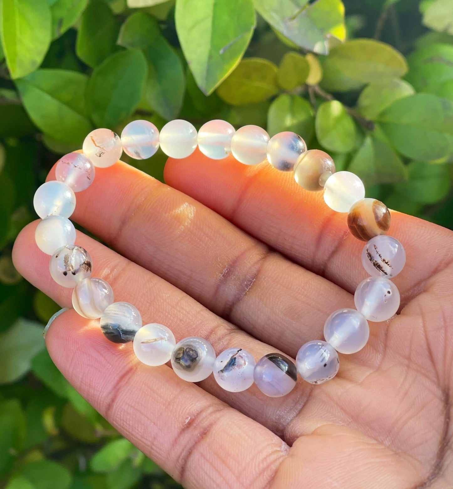 Black Flower Agate Bracelet