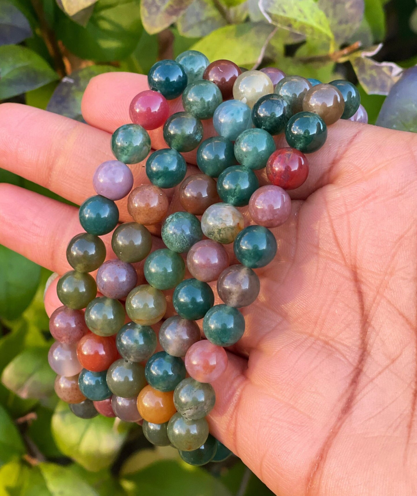 Indian Agate Bracelet, Gemstone Healing Crystal Bracelet, Women Bracelet, Men Bracelet, Chakra Healing Energy Protection, Natural Stones