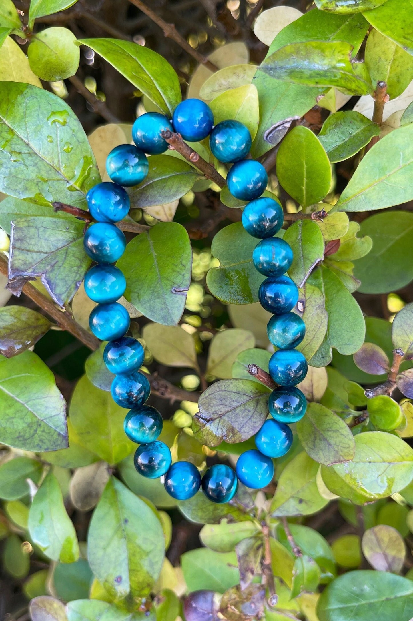 Peacock Blue Tiger Eye Bracelet, Birthday gift, Crystal Bracelet, Gemstone Bracelet, Healing Crystals, Best Friend Gift, Reiki Chakra