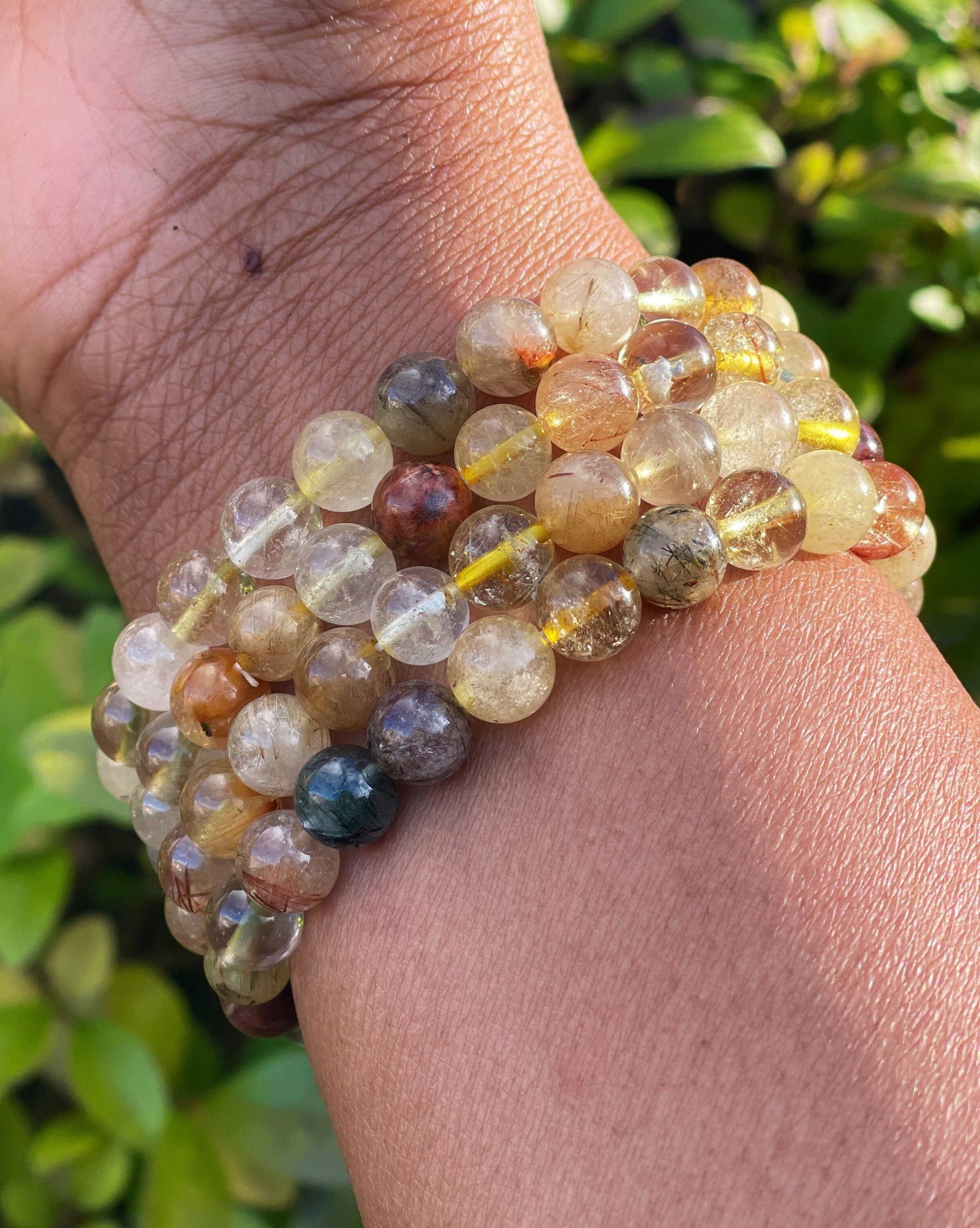 Multi-Colour Rutilated Quartz Bracelet, Healing Crystals, Gemstone Bracelet, Chakra Healing Bracelet, Golden Healer, Abundance, Wealth