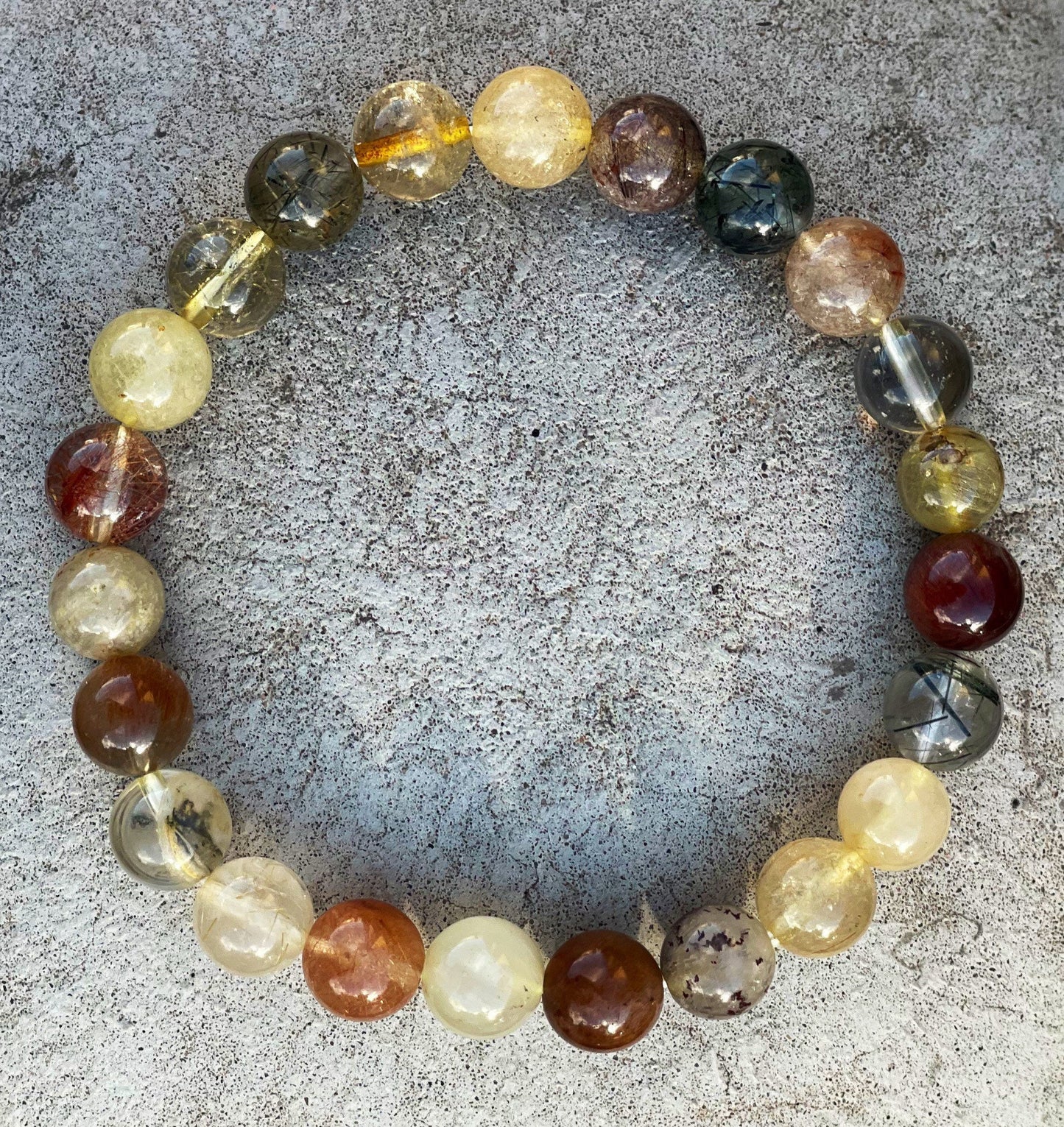 Multi-Colour Rutilated Quartz Bracelet, Healing Crystals, Gemstone Bracelet, Chakra Healing Bracelet, Golden Healer, Abundance, Wealth