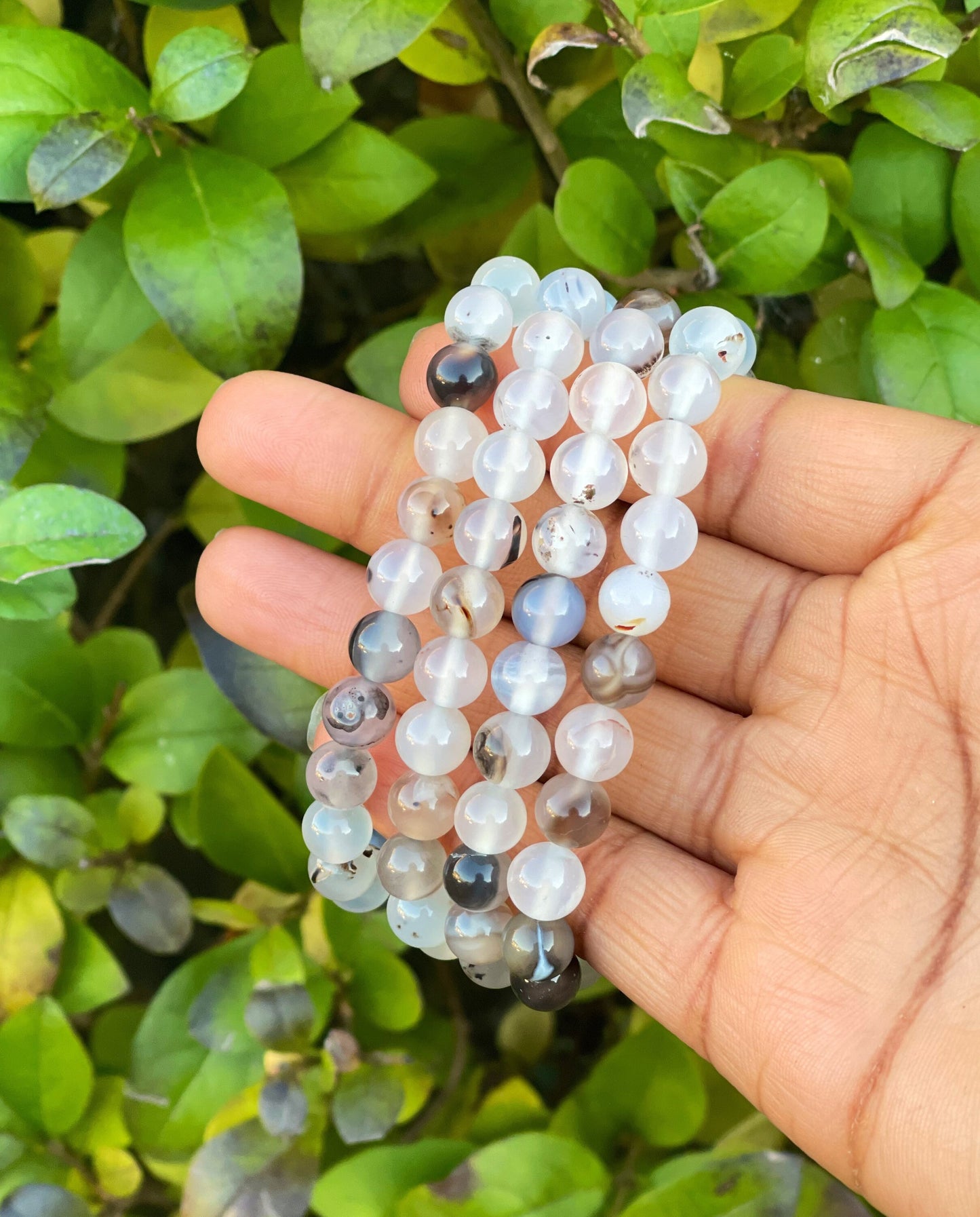 Black Flower Agate Bracelet