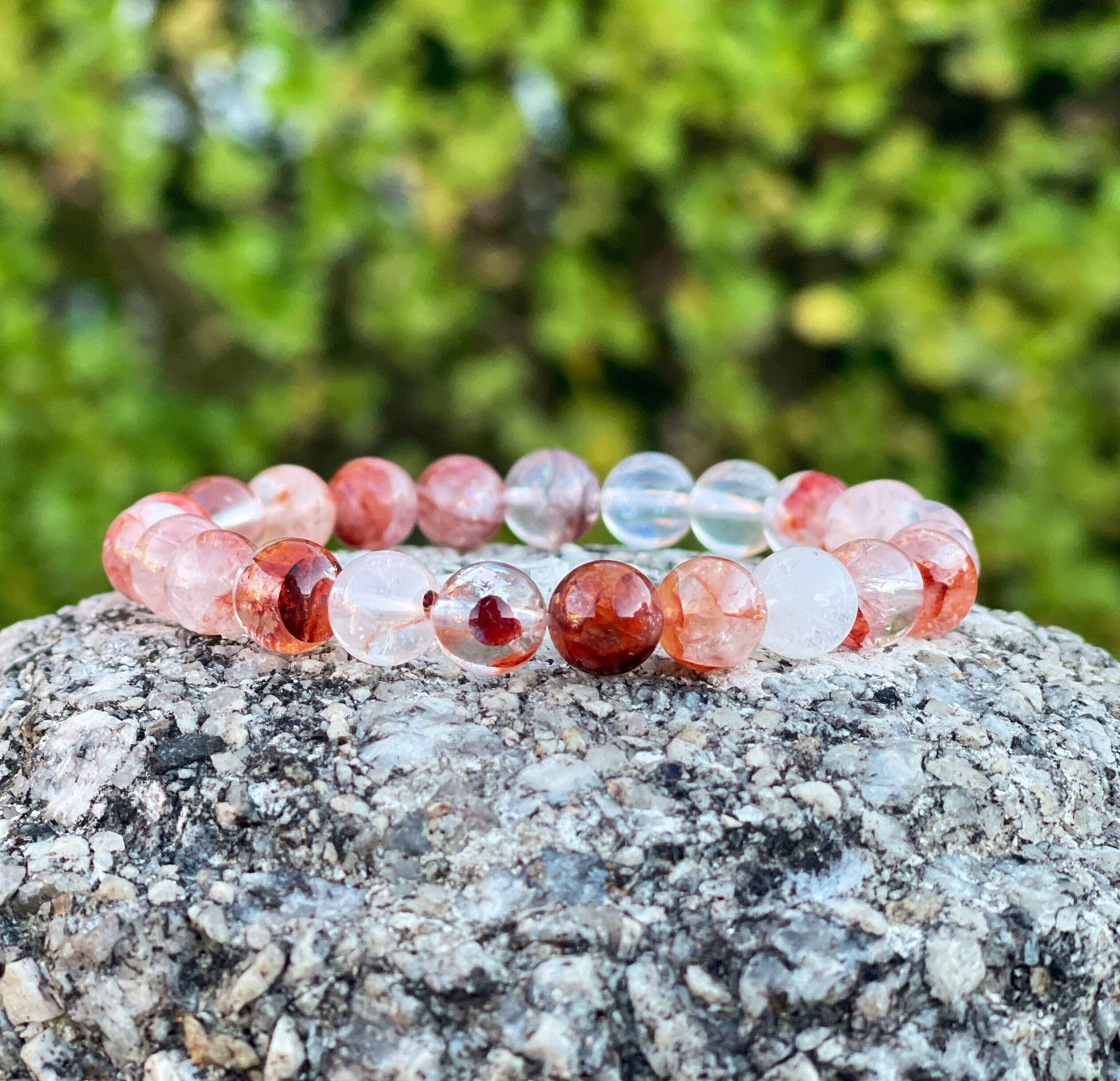 Red Hematoid Quartz Bracelet, Gemstone Bracelets, Healing Crystals, Fire Quartz, Quartz Bracelet, Crystal Jewelry, Red Chakra Bracelets