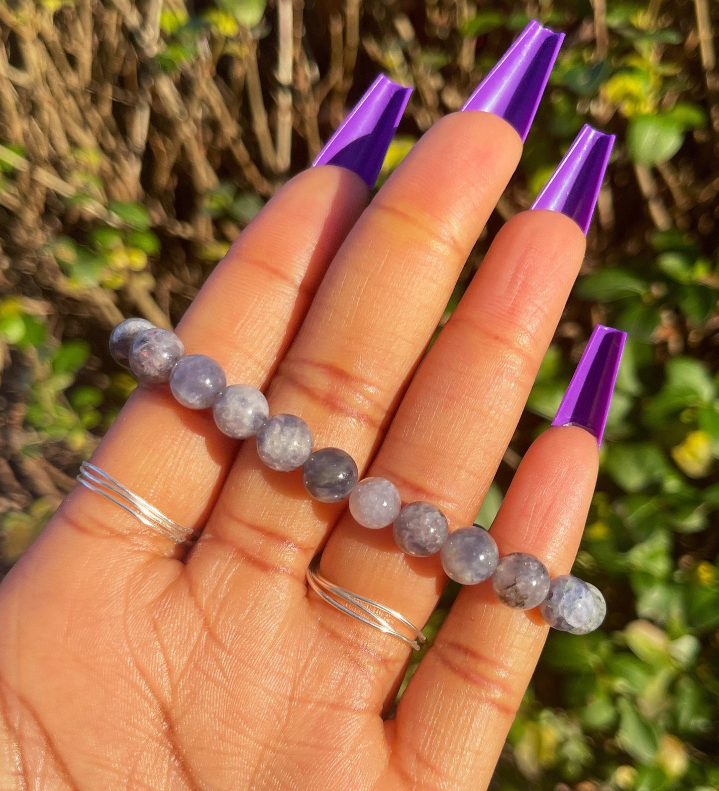 Iolite Bracelet, Healing Crystals, Beads Bracelet, Chakra Healing Gemstones, Iolite Jewelry, Crystal Gifts, Gems Jewellery, Crystal Jewelry