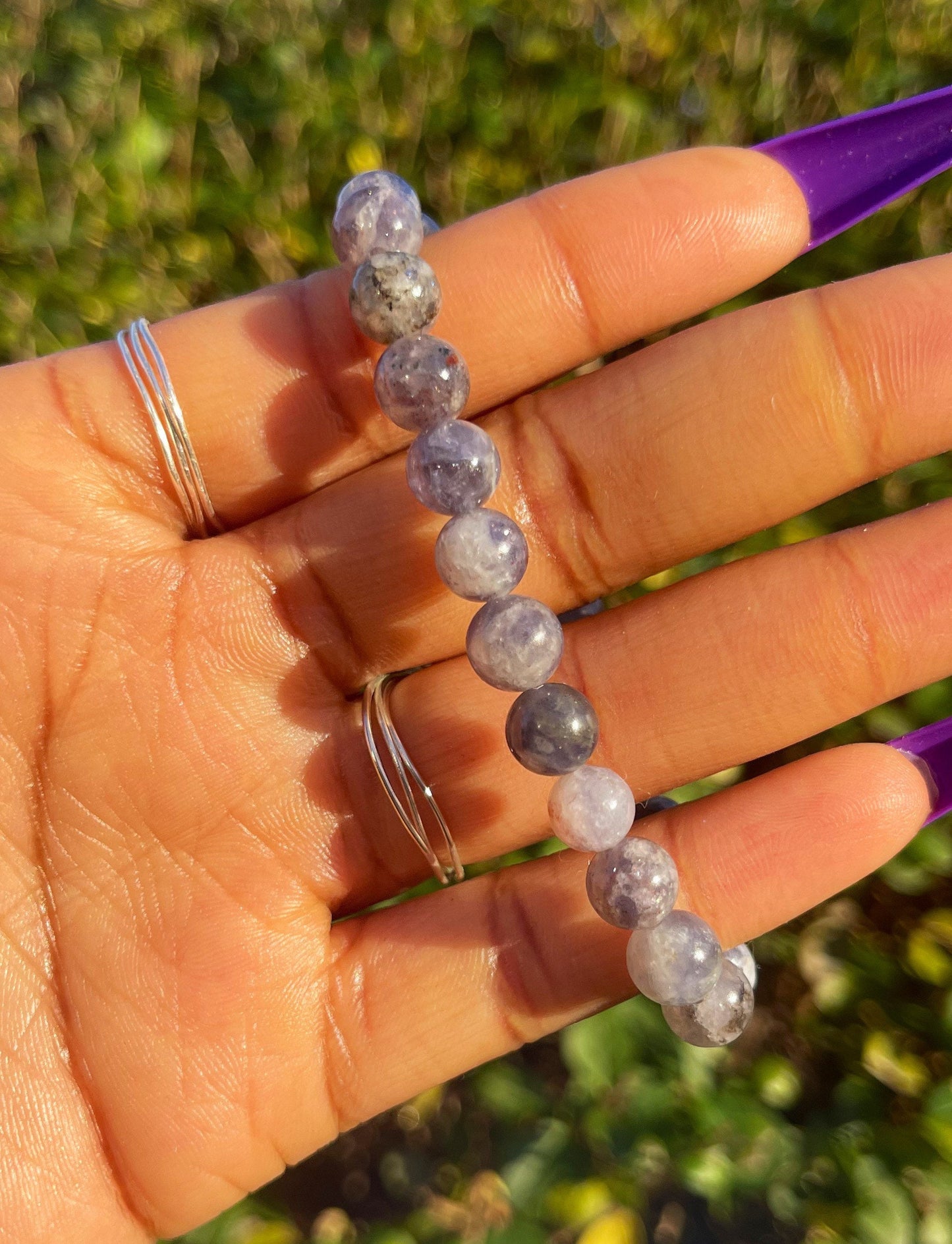 Iolite Bracelet, Healing Crystals, Beads Bracelet, Chakra Healing Gemstones, Iolite Jewelry, Crystal Gifts, Gems Jewellery, Crystal Jewelry