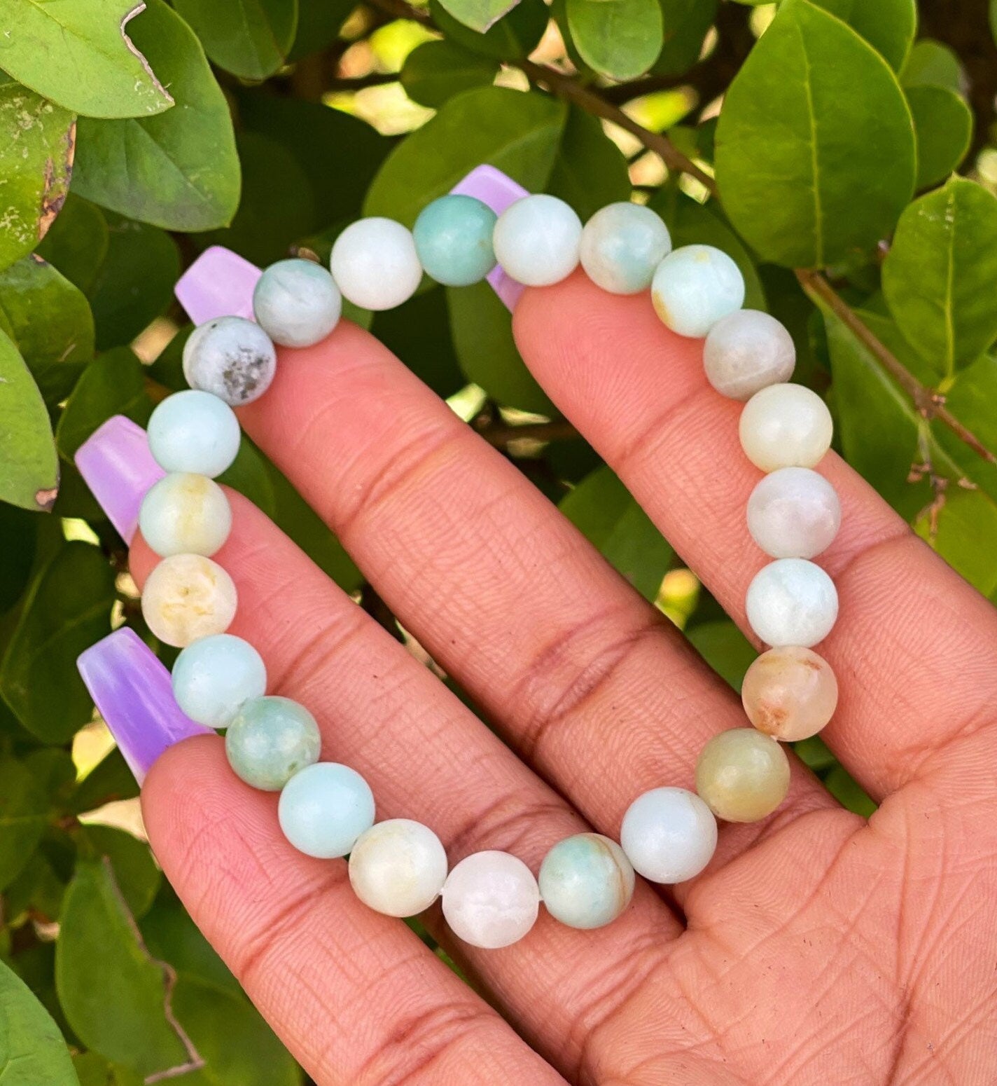 Rainbow Amazonite Bracelet, Healing Crystals, Handmade Gemstone Beaded Bracelet, Natural Semi Precious Stones, Crystal Reiki Chakra Bracelet