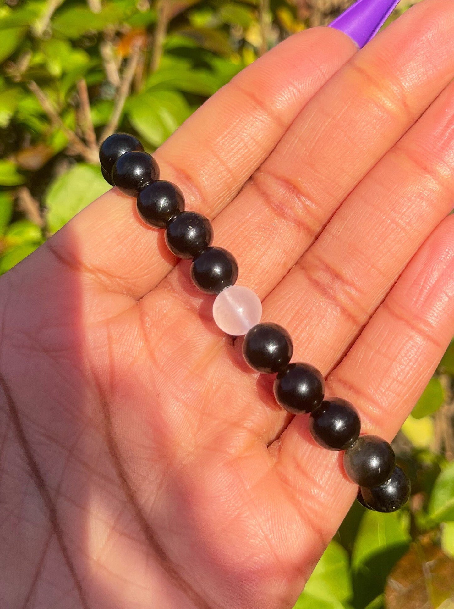 Rose Quartz Obsidian Bracelet, Healing Crystals, Crystal Gifts, Gemstone Bracelets, Beaded Bracelet, Gift for Her, Natural Healing Stones