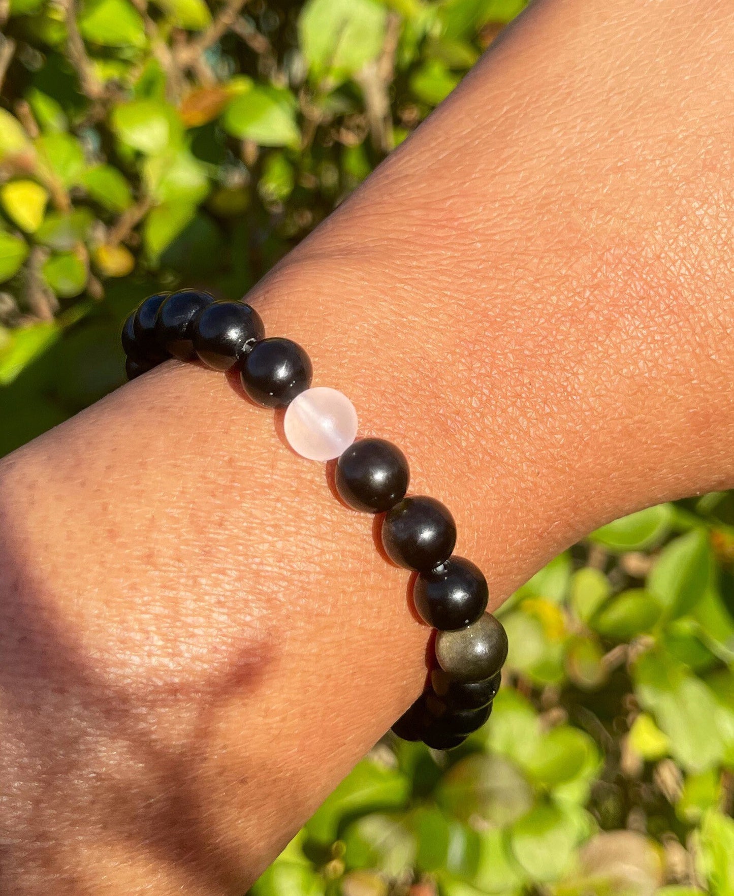 Rose Quartz Obsidian Bracelet, Healing Crystals, Crystal Gifts, Gemstone Bracelets, Beaded Bracelet, Gift for Her, Natural Healing Stones