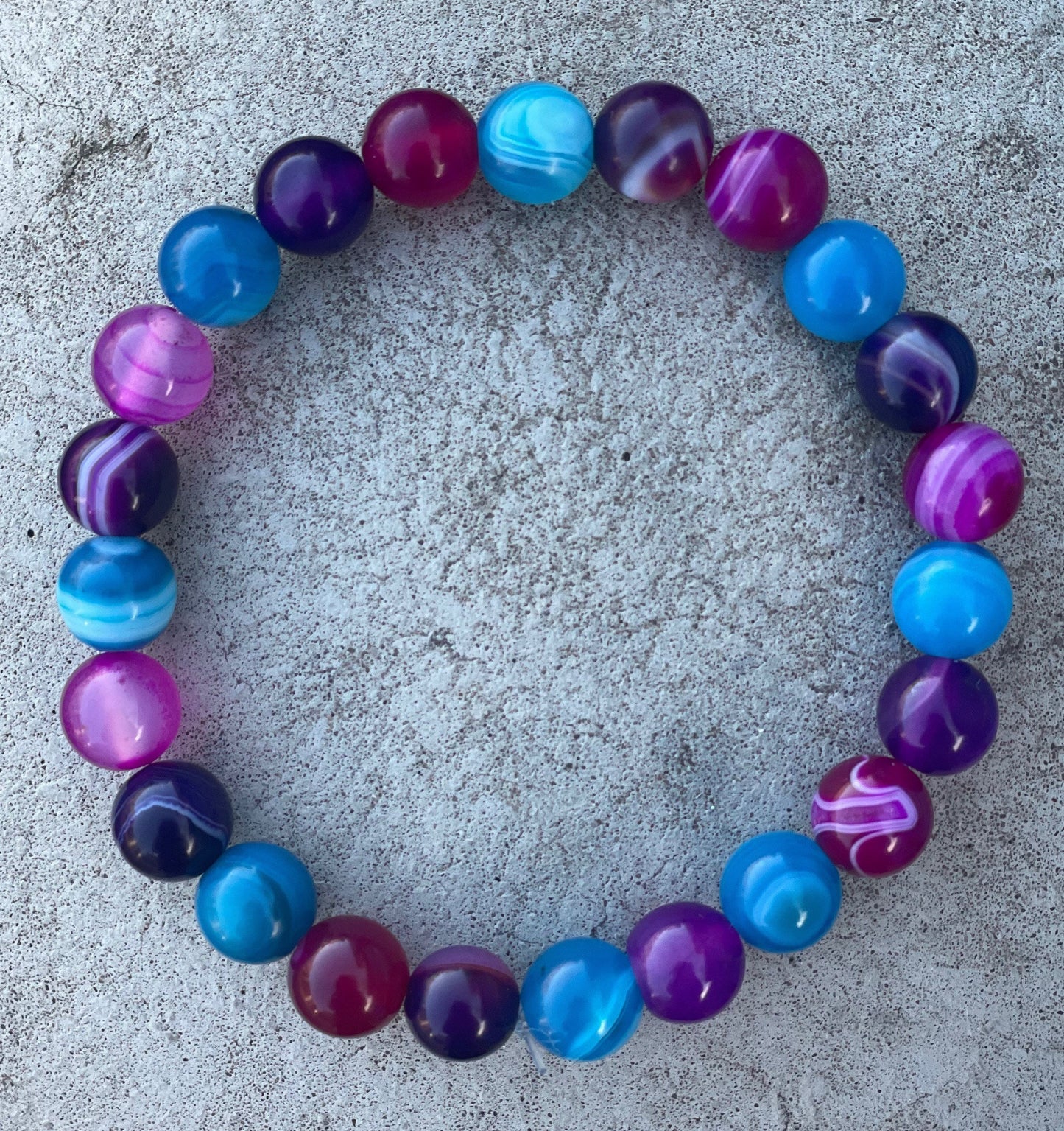 Mixed Agate Bracelet, Healing Crystals, Pink Blue Purple Agate Bracelet, Healing Bracelet, Energy Healing, Gemstone Bracelet, Crystal Beads