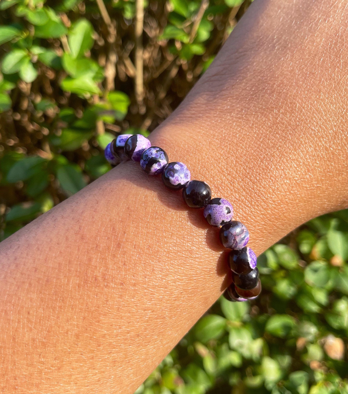 Purple Orca Agate Bracelet, Gemstone Bracelet, Crystal Beaded Jewelry, Gift for Her, Purple Beads Bracelet, Handmade Jewellery, Crystal Gift