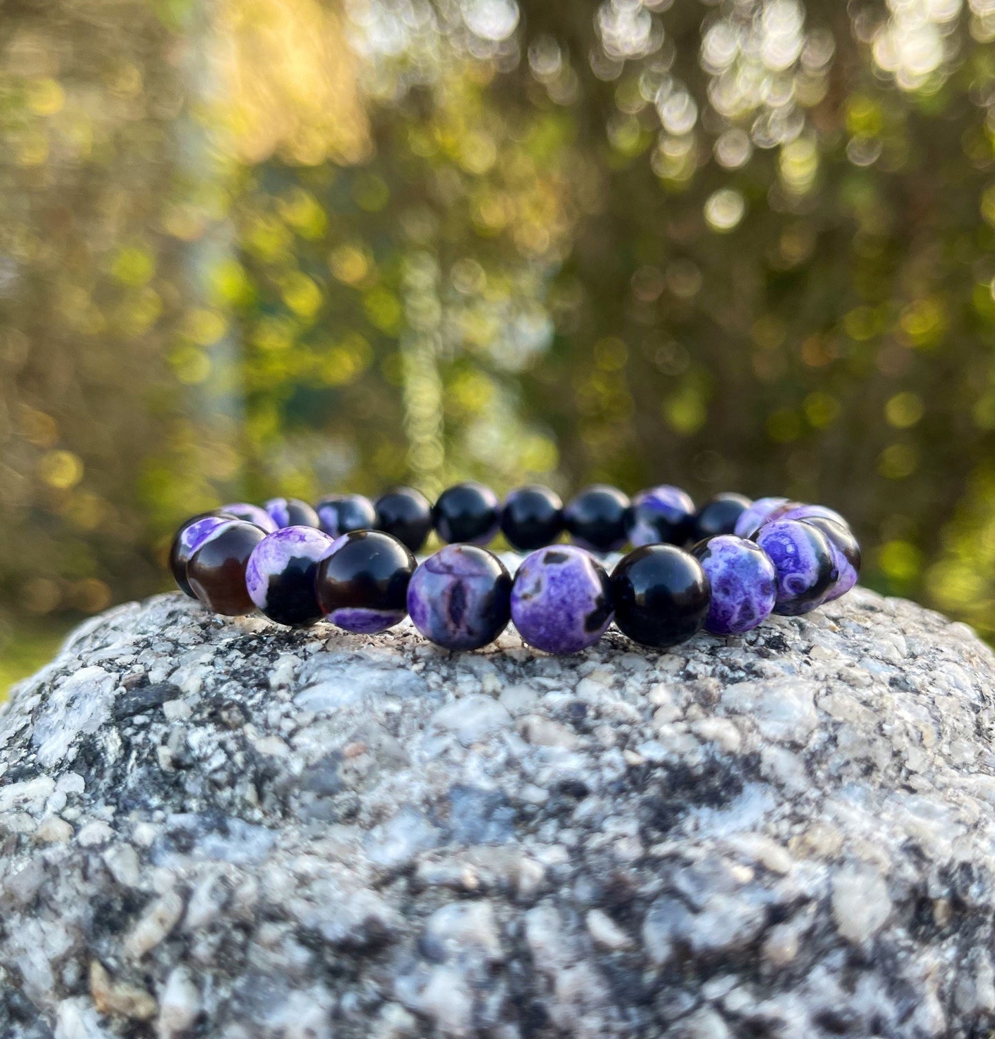 Purple Orca Agate Bracelet, Gemstone Bracelet, Crystal Beaded Jewelry, Gift for Her, Purple Beads Bracelet, Handmade Jewellery, Crystal Gift