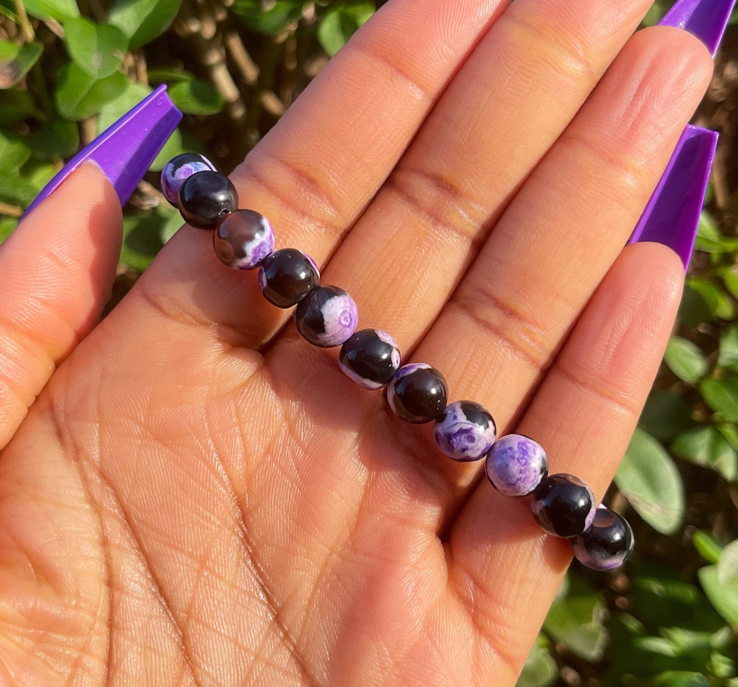 Purple Orca Agate Bracelet, Gemstone Bracelet, Crystal Beaded Jewelry, Gift for Her, Purple Beads Bracelet, Handmade Jewellery, Crystal Gift