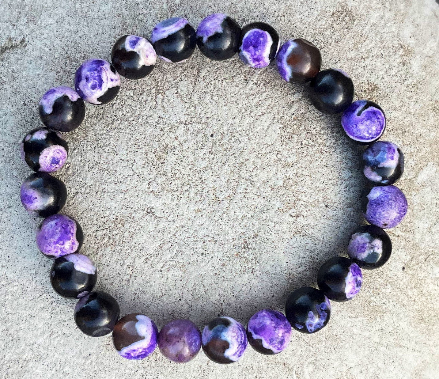 Purple Orca Agate Bracelet, Gemstone Bracelet, Crystal Beaded Jewelry, Gift for Her, Purple Beads Bracelet, Handmade Jewellery, Crystal Gift