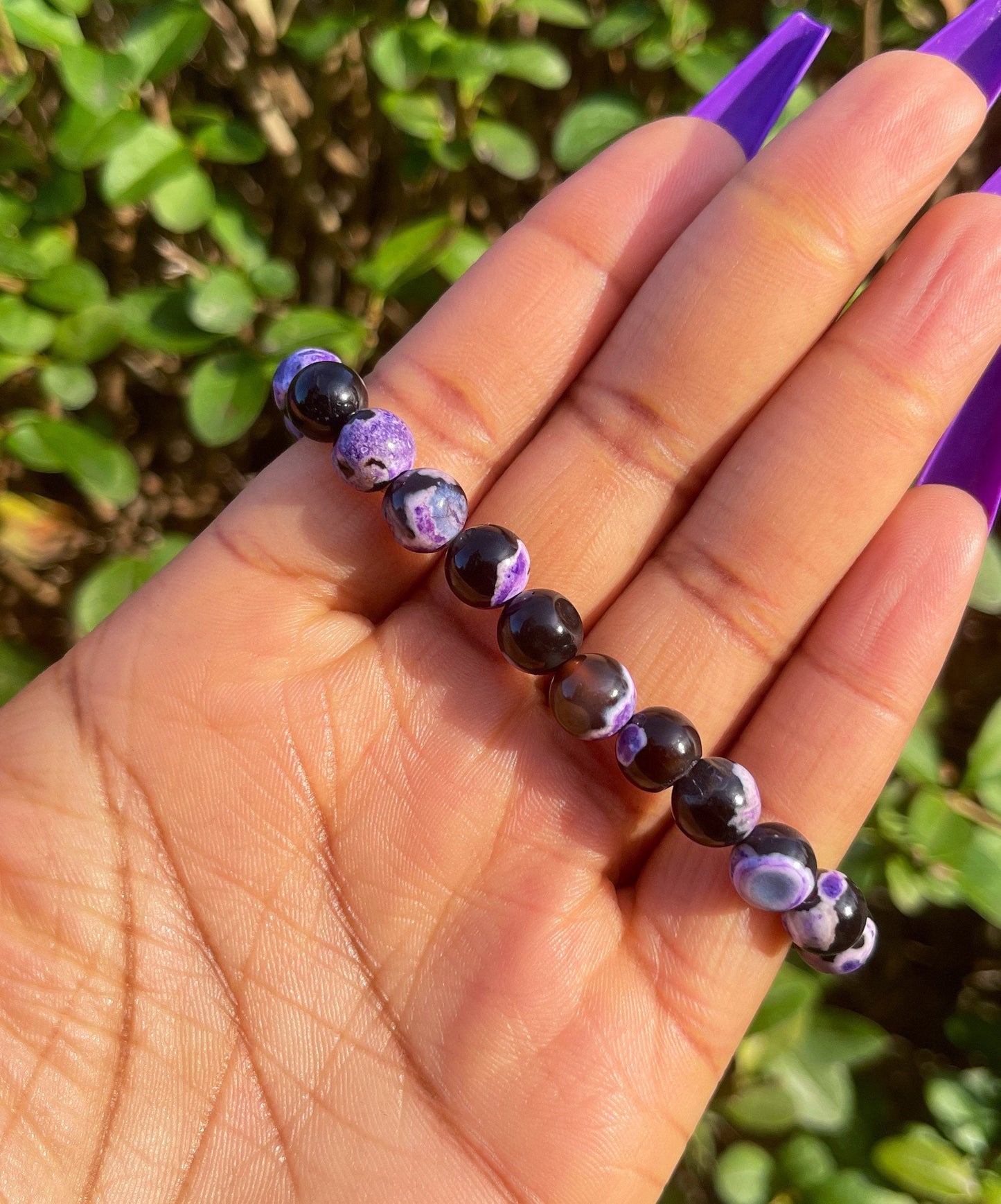 Purple Orca Agate Bracelet, Gemstone Bracelet, Crystal Beaded Jewelry, Gift for Her, Purple Beads Bracelet, Handmade Jewellery, Crystal Gift