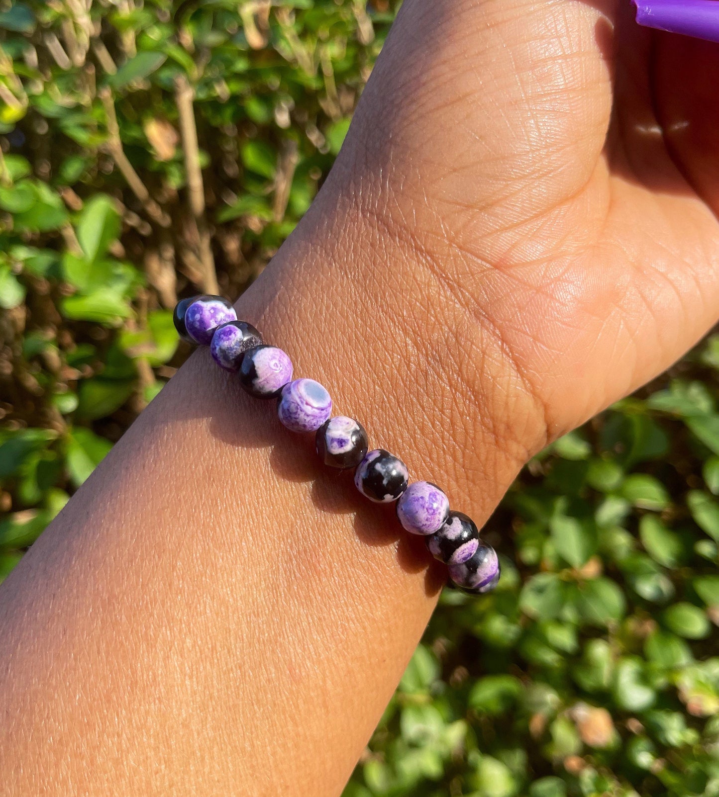 Purple Orca Agate Bracelet, Gemstone Bracelet, Crystal Beaded Jewelry, Gift for Her, Purple Beads Bracelet, Handmade Jewellery, Crystal Gift