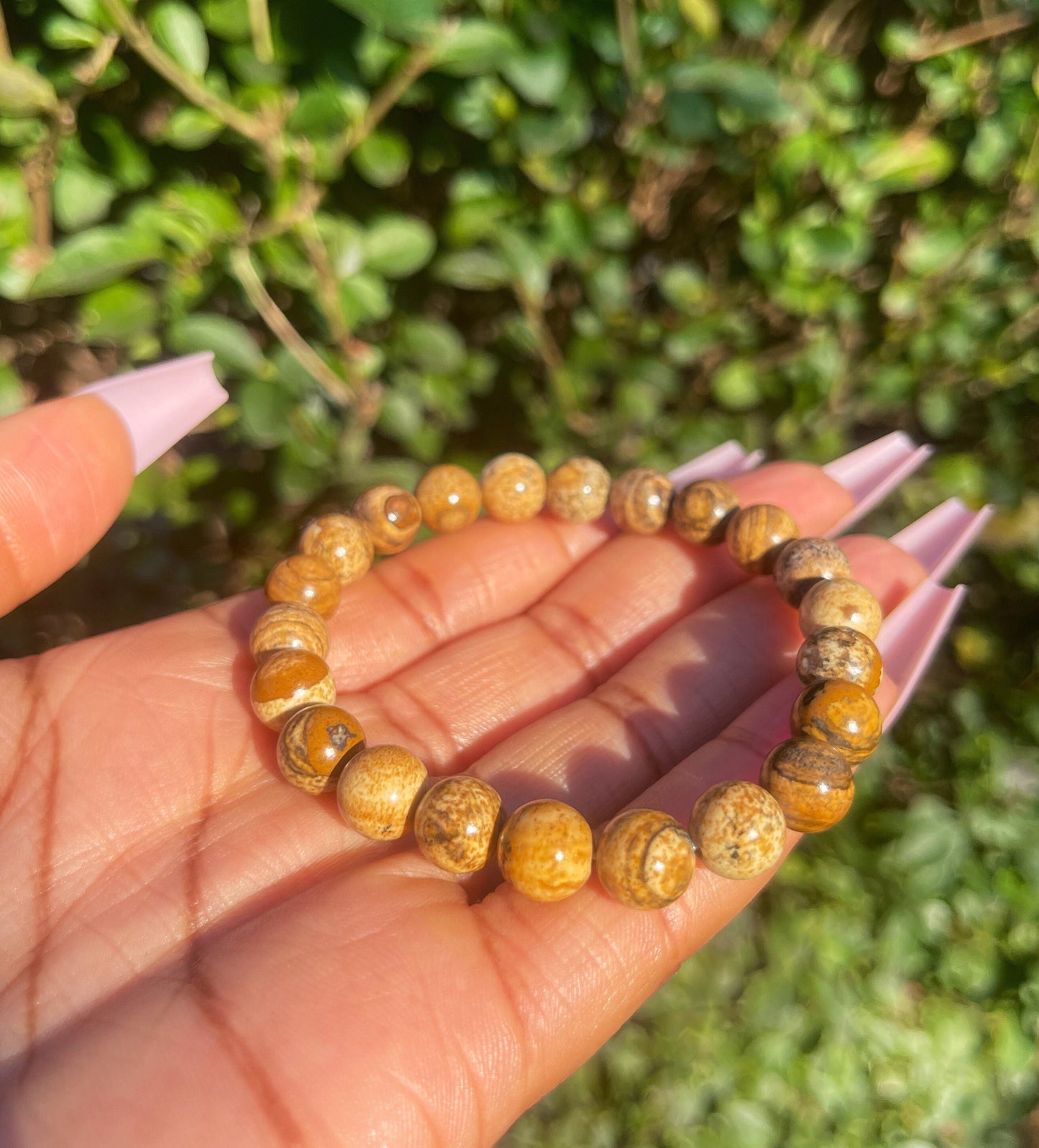 Picture Jasper Bracelet, Healing Crystals, Gemstone Bracelet, Gift for Him, Crystal Bracelets, Chakra Healing Bracelet, Handmade Jewelry