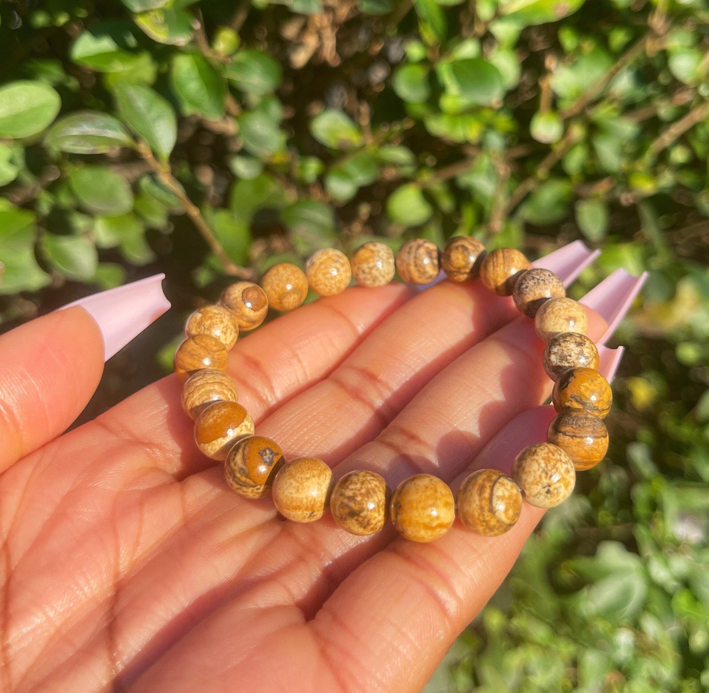 Picture Jasper Bracelet, Healing Crystals, Gemstone Bracelet, Gift for Him, Crystal Bracelets, Chakra Healing Bracelet, Handmade Jewelry